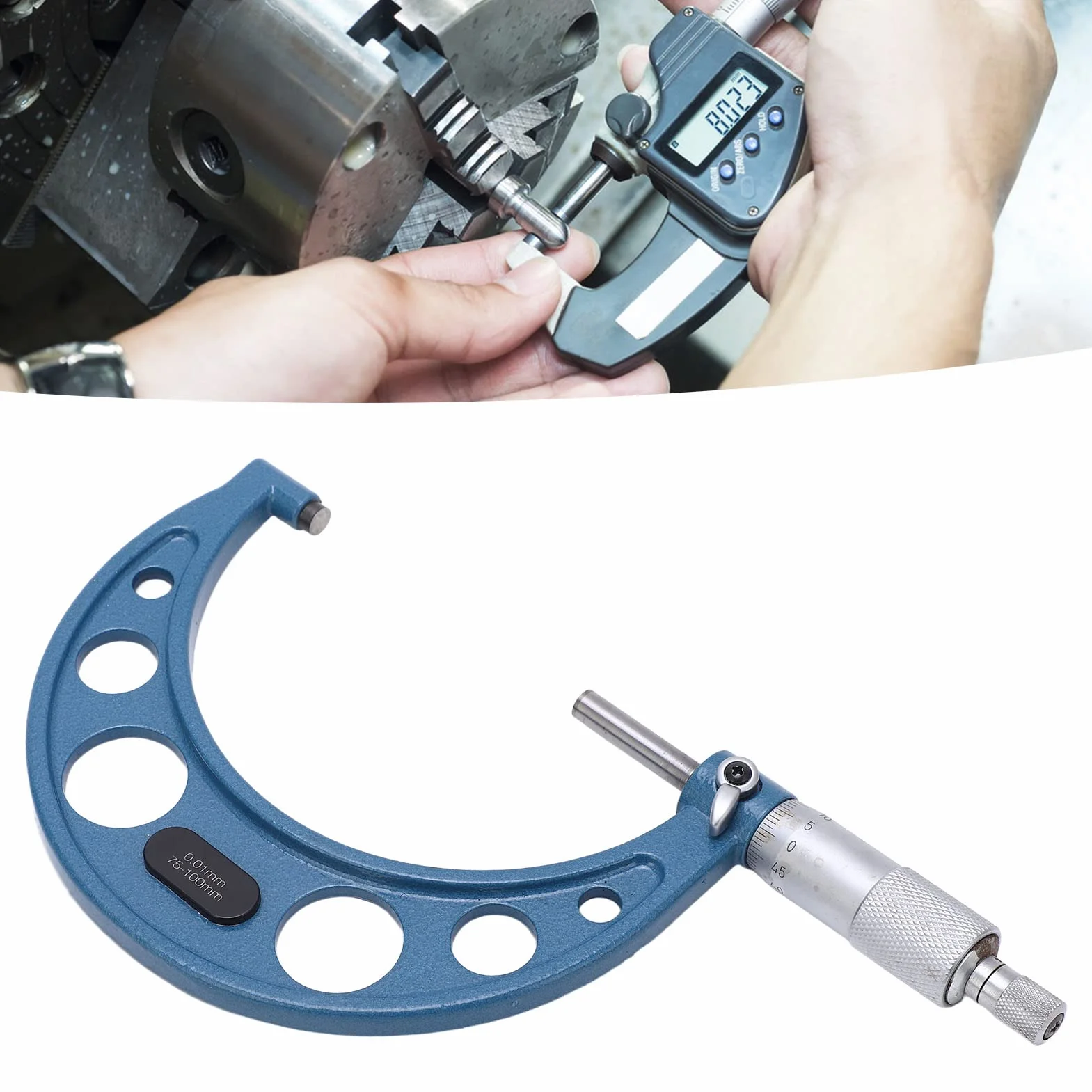 Micrometro Esterno Professionale 75-100/0.01mm Strumento di Misurazione di Precisione