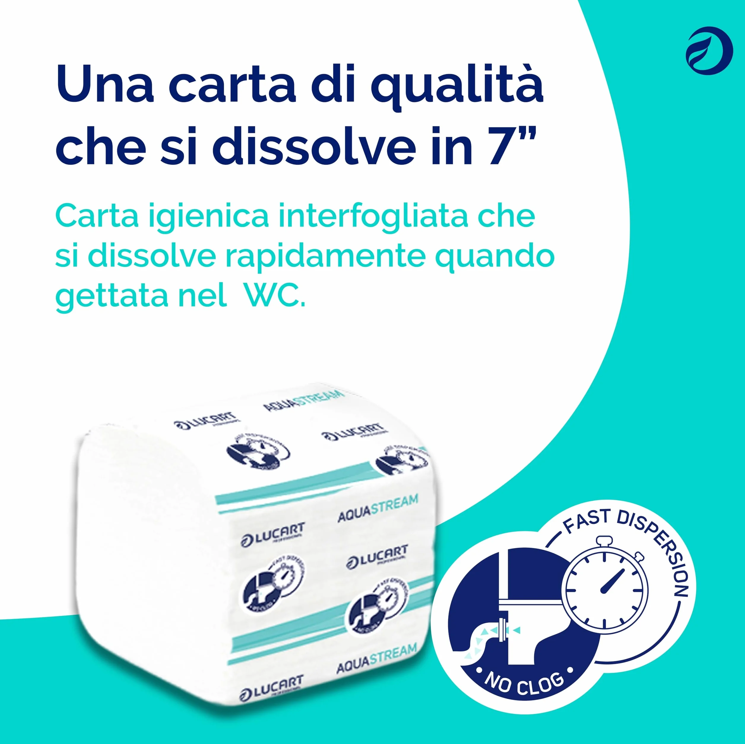 Lucart Professional AquaStream 210 Carta Igienica Interfogliata pura cellulosa 9,5x11 cm 40 confezioni 210 pezzi