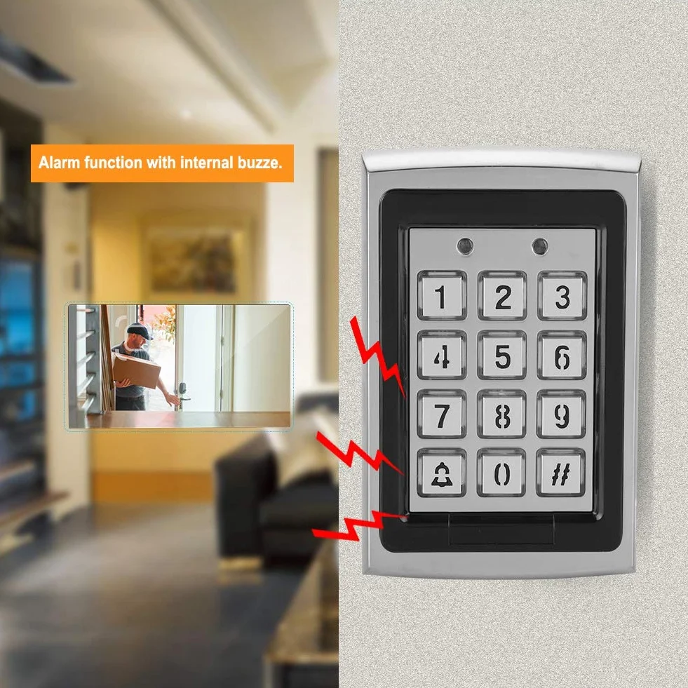 Lettore di schede RFID in metallo da 125 KHz con tastiera di controllo accessi e password con retroilluminazione - Sistema di accesso sicuro per 1000 utenti