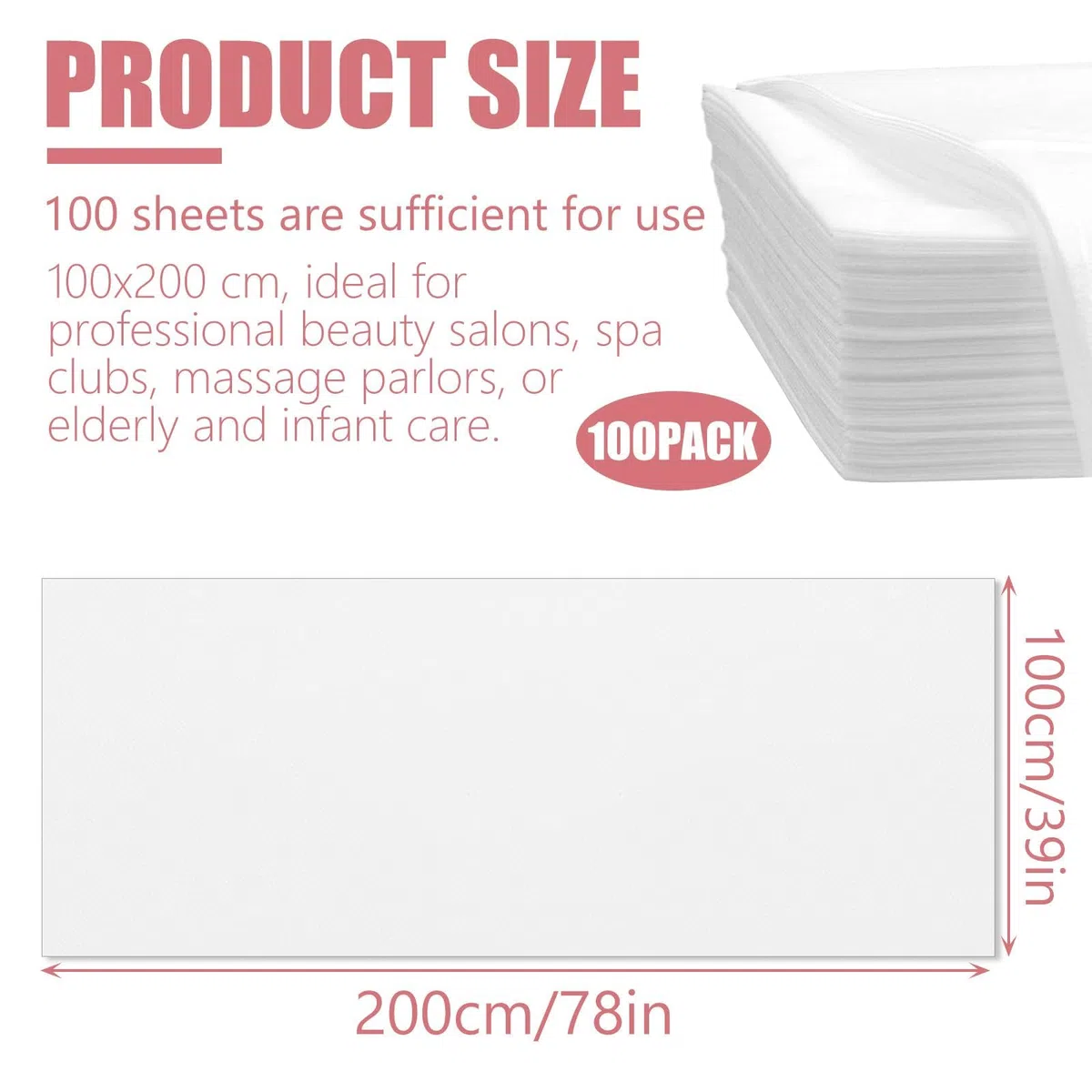 YAYODS 100 lenzuoli usa e getta, 100 x 200 cm, per massaggi monouso, con angoli elasticizzati, in morbido tessuto non tessuto, monouso, biancheria da letto