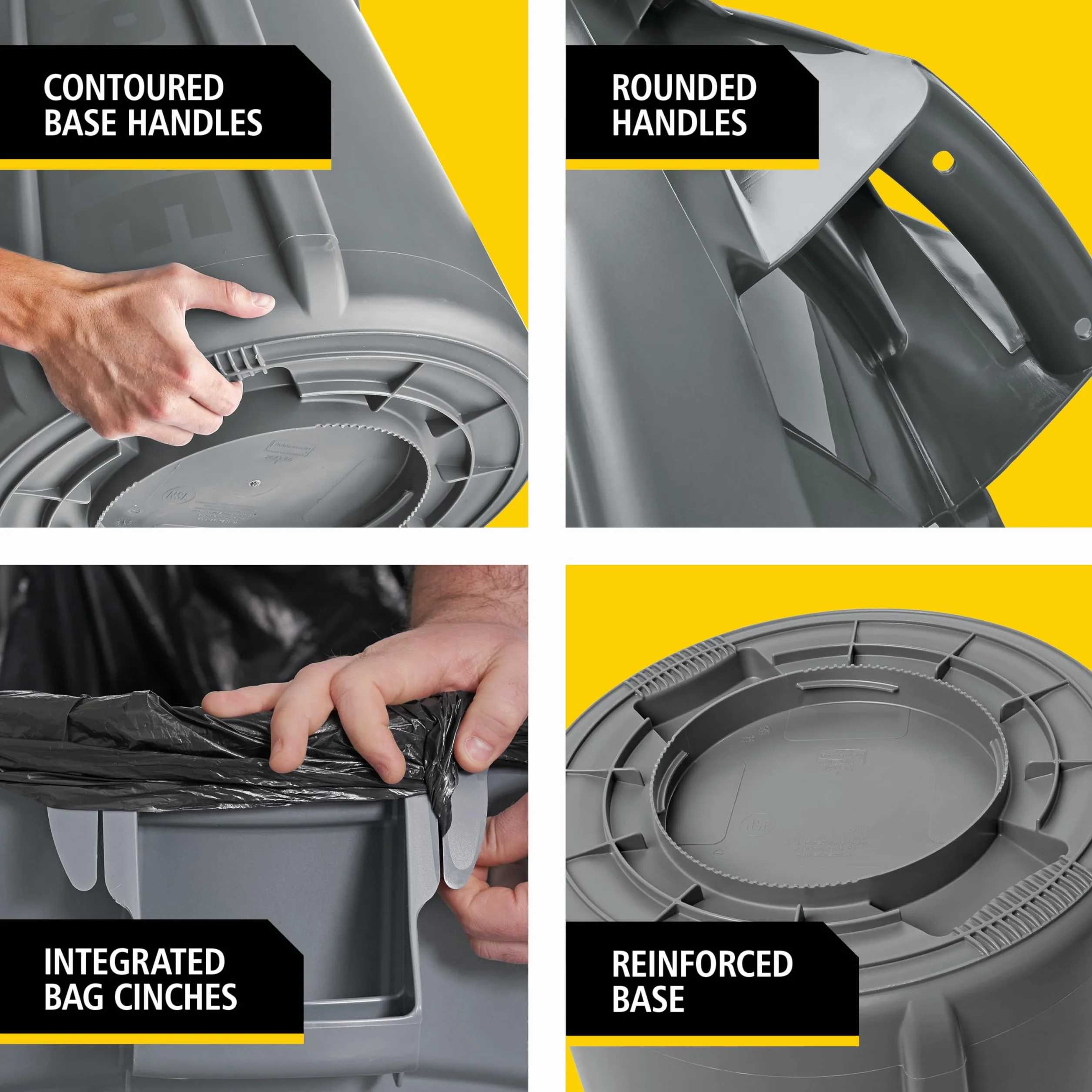 Rubbermaid Commercial Products FG262000 GRAY Brute Contenitore Rotondo a Bassa Densità in Polietilene (LLDPE), 75.7 L, Grigio