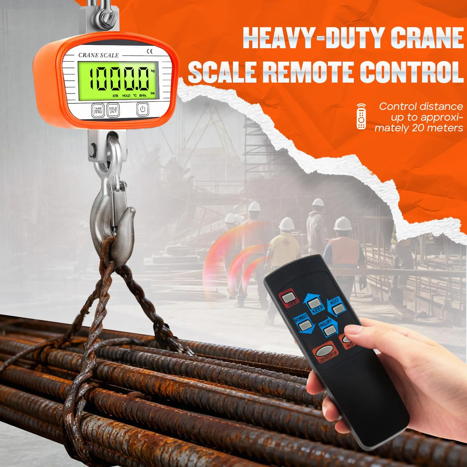Bilancia sospesa elettronica 1000 kg 2200 lb digitale telecomando LCD industriale precisa costruzione agricola fabbrica kg lb N unità intercambiabili