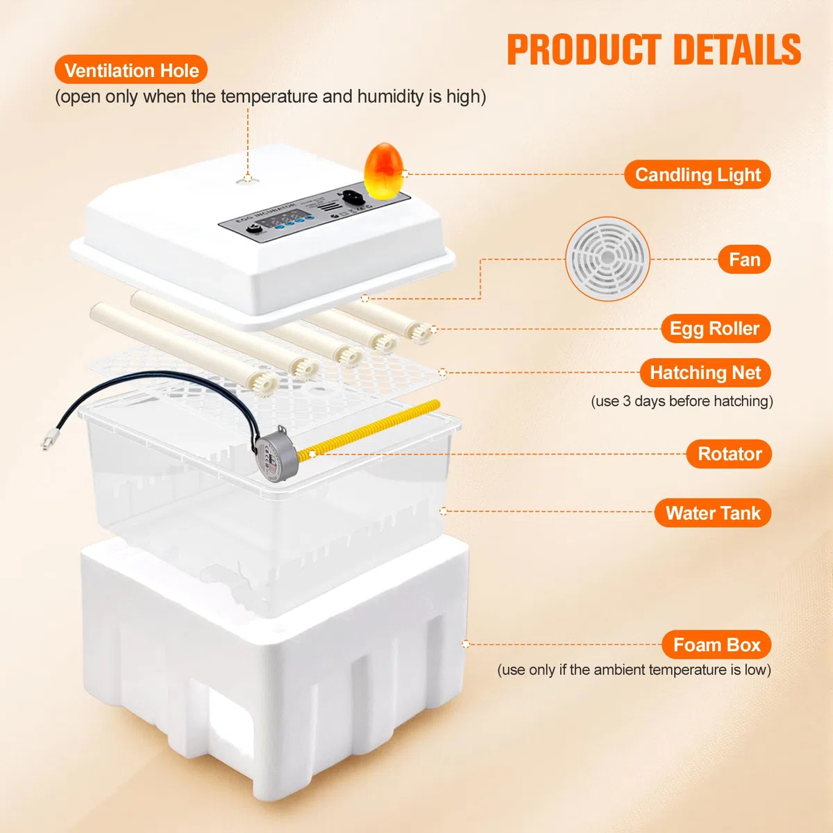 Incubatrice Automatica Completa Da 16 Uova, Incubatrice Con 5 Modalità Di Incubazione Automatiche, Regolazione Della Temperatura, Rotazione Automatica Delle Uova Ogni 90 Minuti, Riempimento Automatico