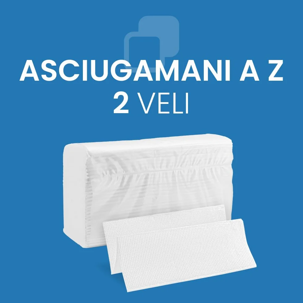 Asciugamani Monouso Carta Piegate a Z 24x21cm 2 Veli 3750 Pezzi