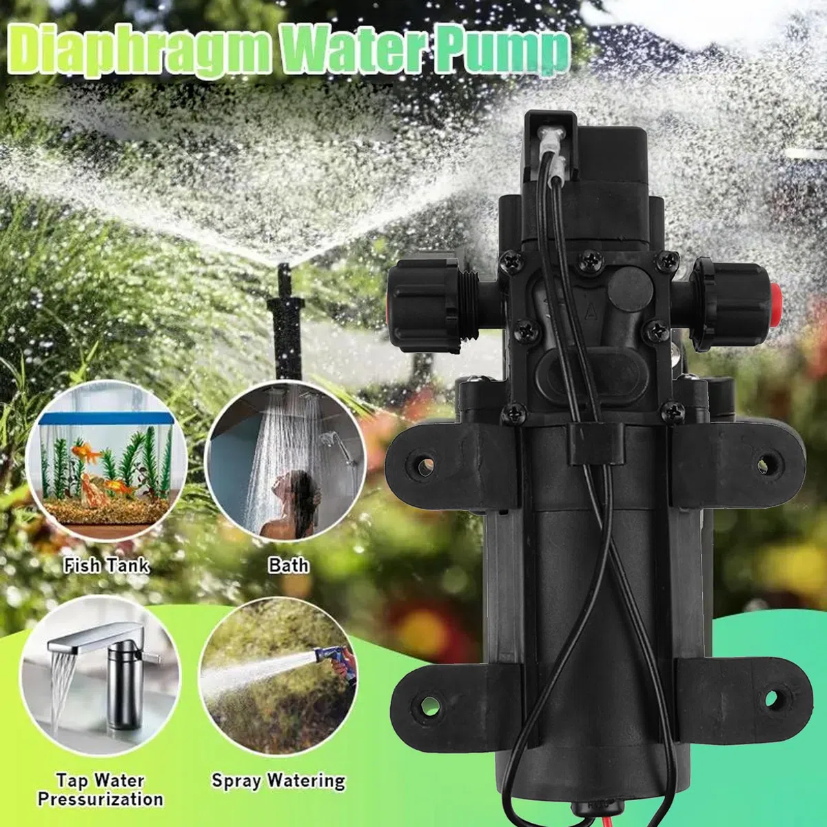 Pompa Acqua Ad Alta Pressione DC 24 V 80 W 5,5 L/Min 130 Psi, A Membrana, Per Camper, Barche, Roulotte e Giardini