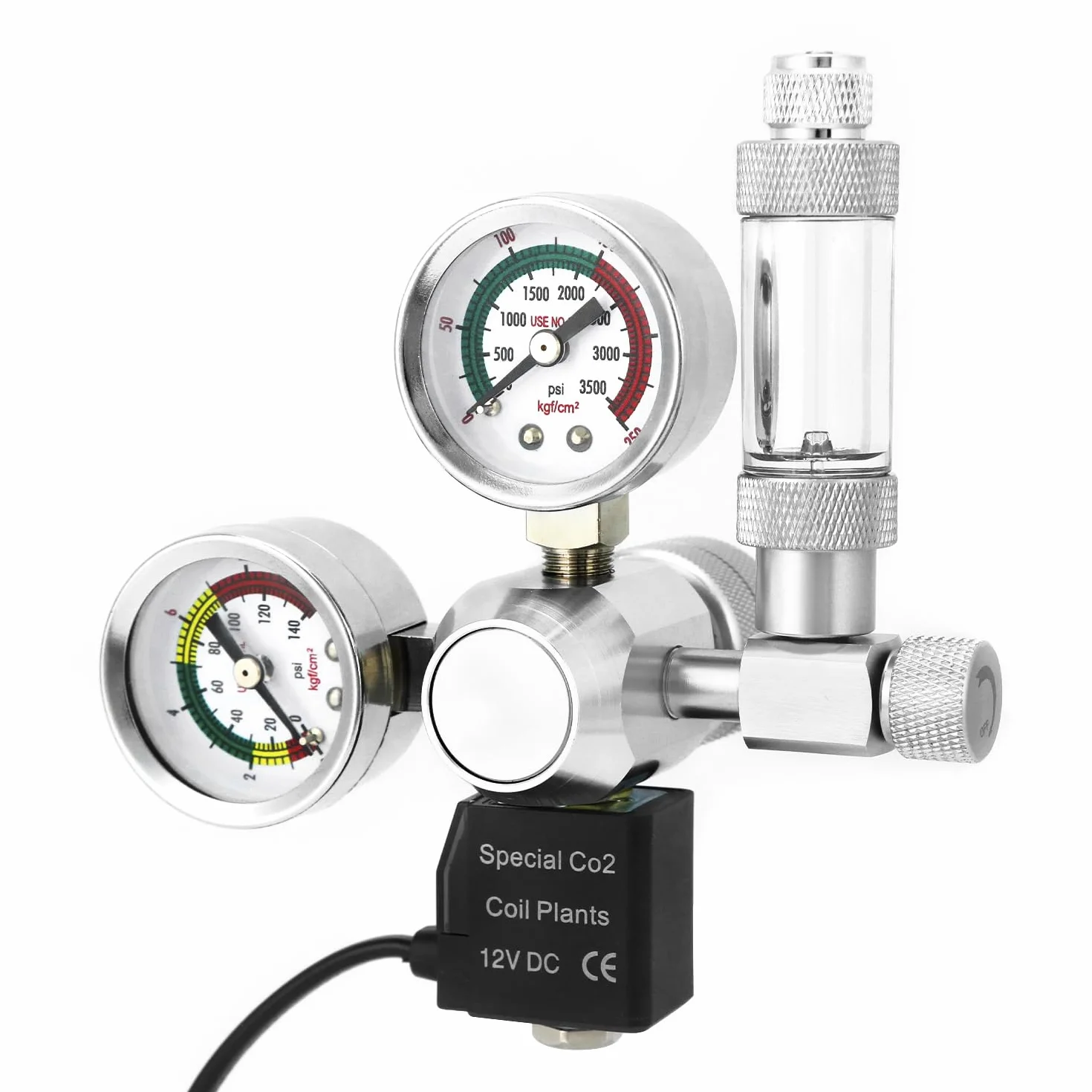 QWORK® Regolatore CO2 Acquario, Doppio Indicatore, con Contabolle e Sistema di Valvole di Ritegno (Interfaccia W21.8)