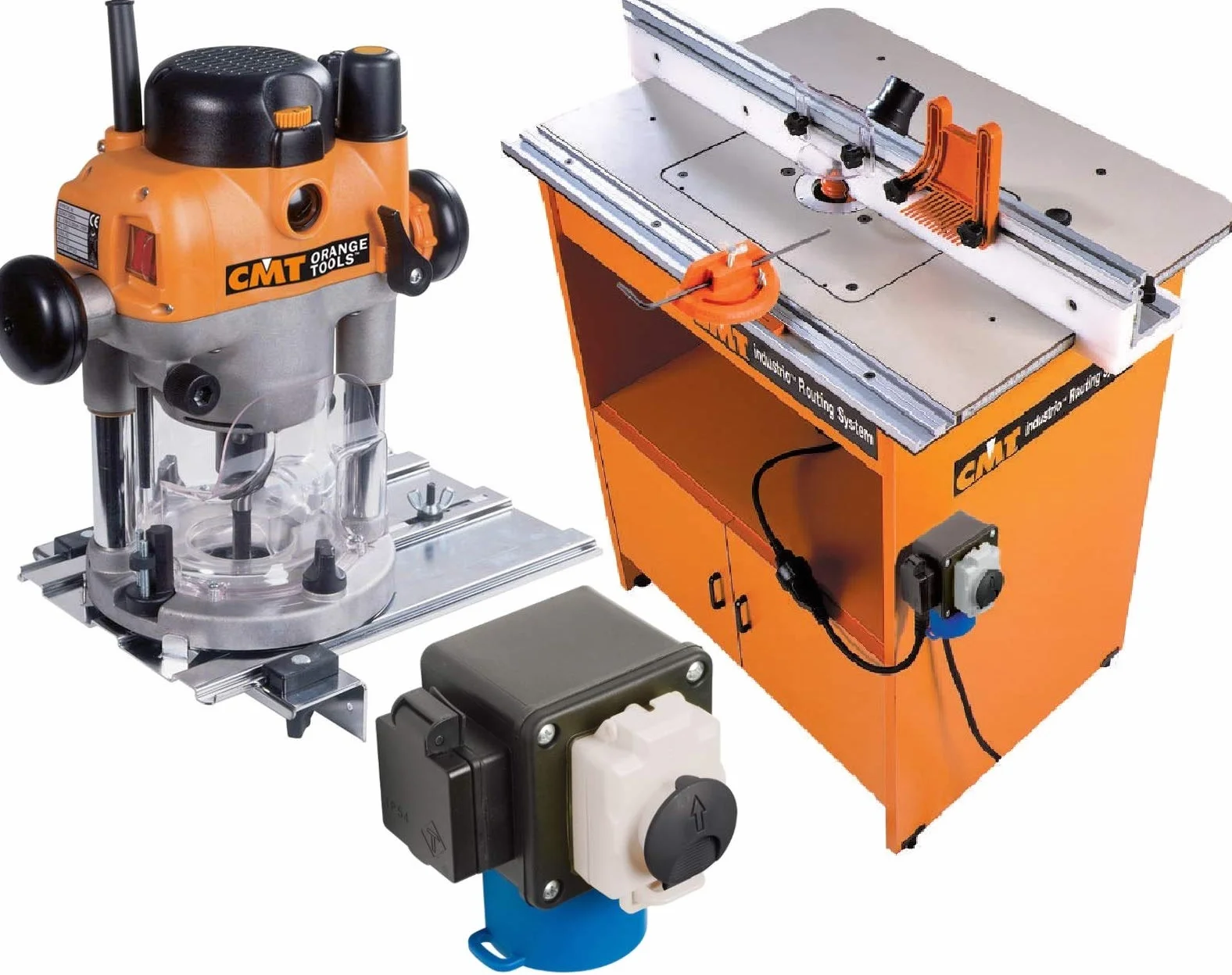 CMT TAVOLO PROFESSIONALE INDUSTRIO 999.500.01 + ELETTROFRESATRICE 2400W CMT7E + COMANDO DI SICUREZZA 999.100.11