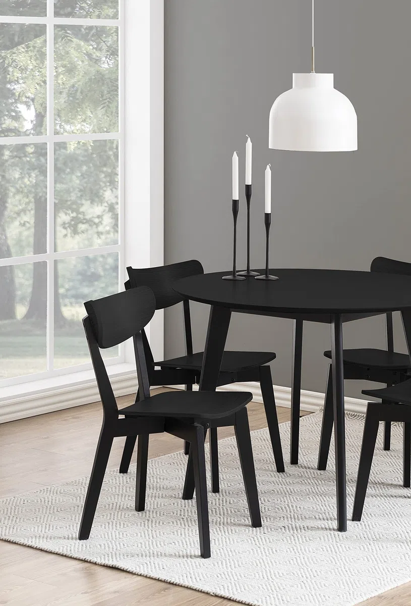 AC Design Furniture Roxanne tavolo da pranzo, nero, impiallacciatura rovere/albero della gomma, L: 105 x P: 105 x H: 76 cm, 1 pz