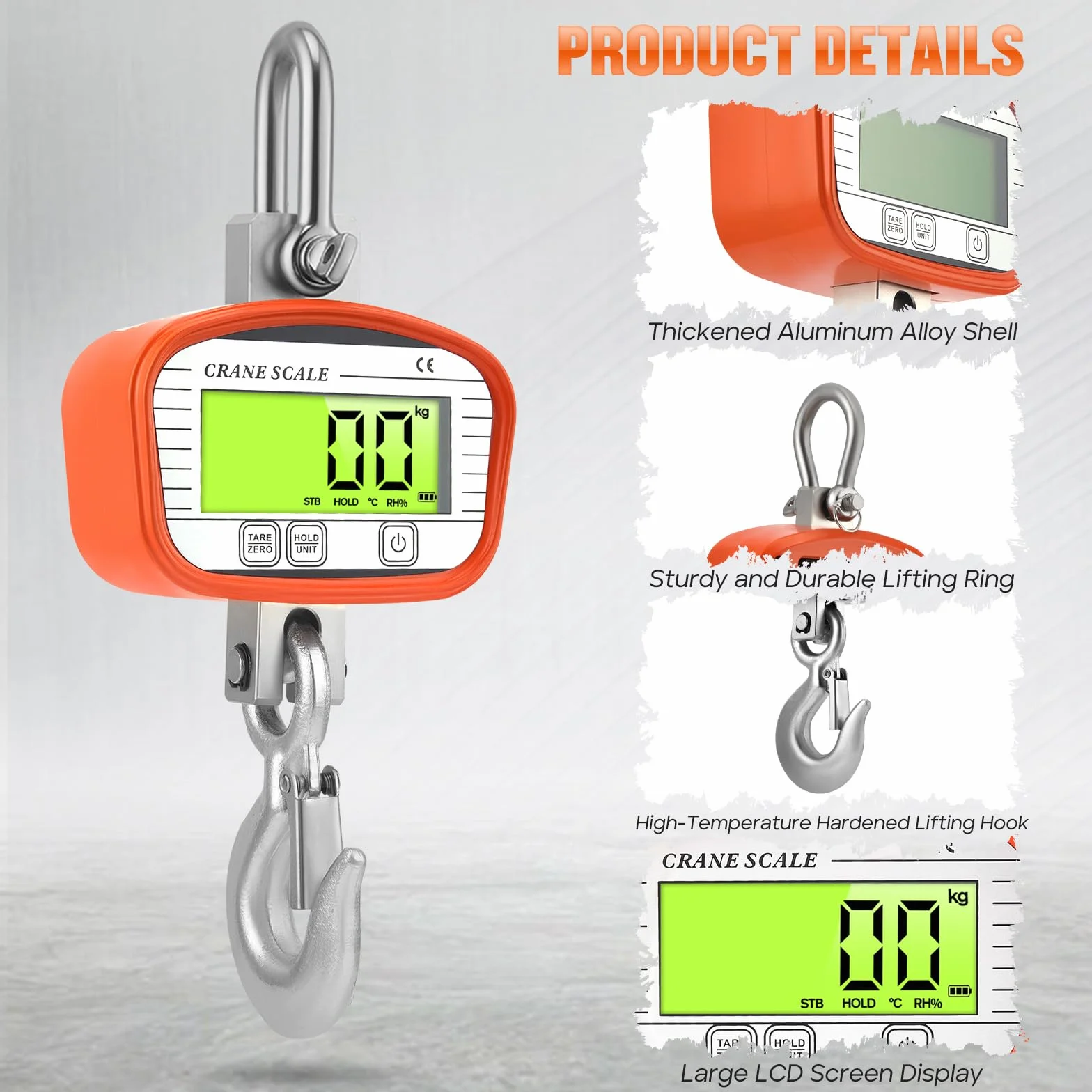 Bilancia sospesa elettronica 1000 kg 2200 lb digitale telecomando LCD industriale precisa costruzione agricola fabbrica kg lb N unità intercambiabili
