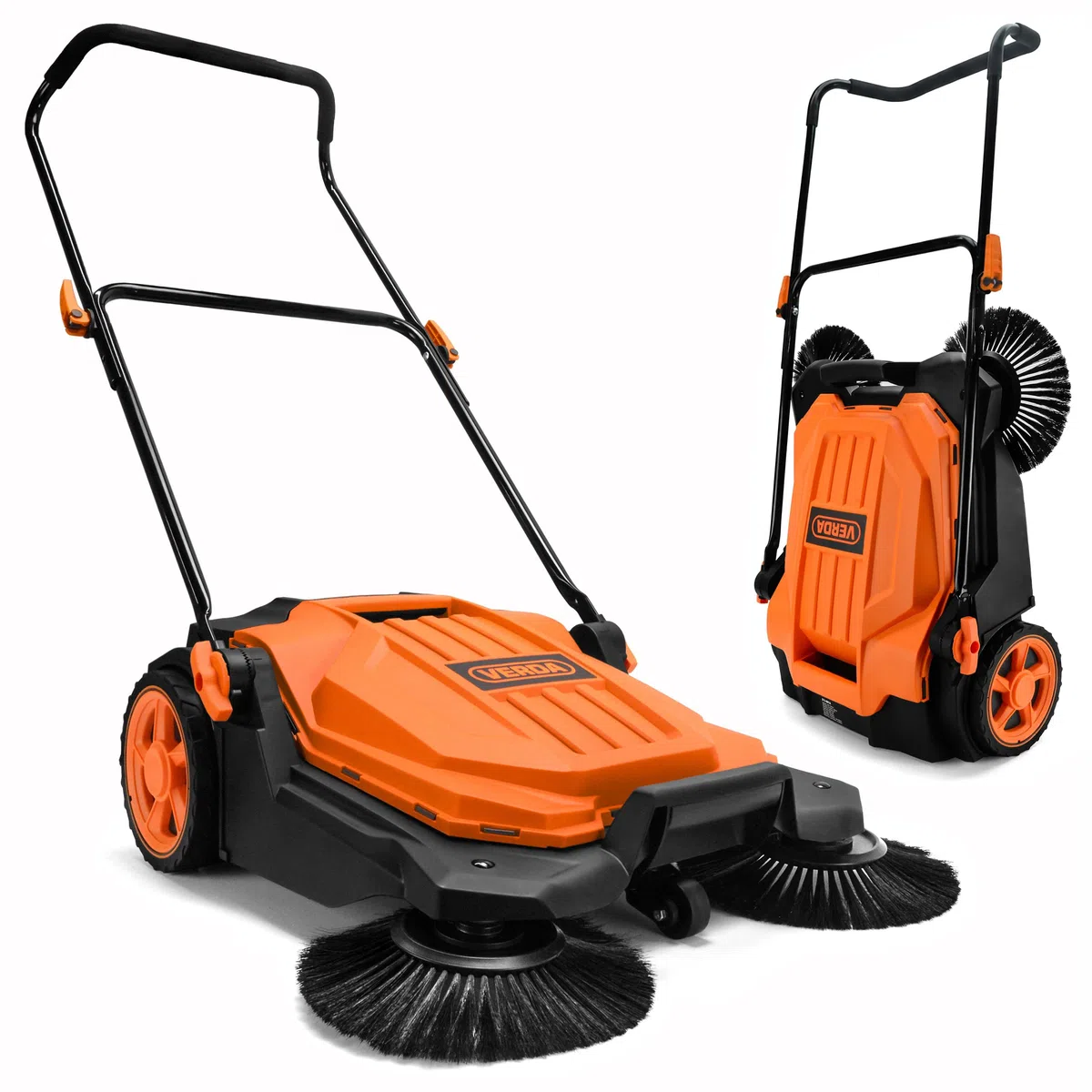Verda Spazzatrice manuale, potenza di spazzatura 2.400 m²/h, larghezza di spazzatura 65 cm, contenitore da 20 l, scopa manuale, impugnatura morbida, spazzatrice per pavimenti, vialetti, terrazze e