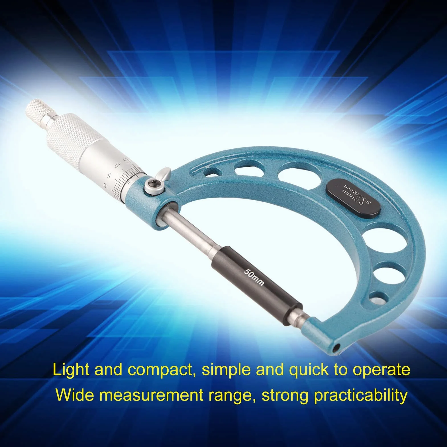 Micrometro Esterno Acciaio Inossidabile 0,01 mm 50-75 mm Strumento Misurazione Alta Precisione