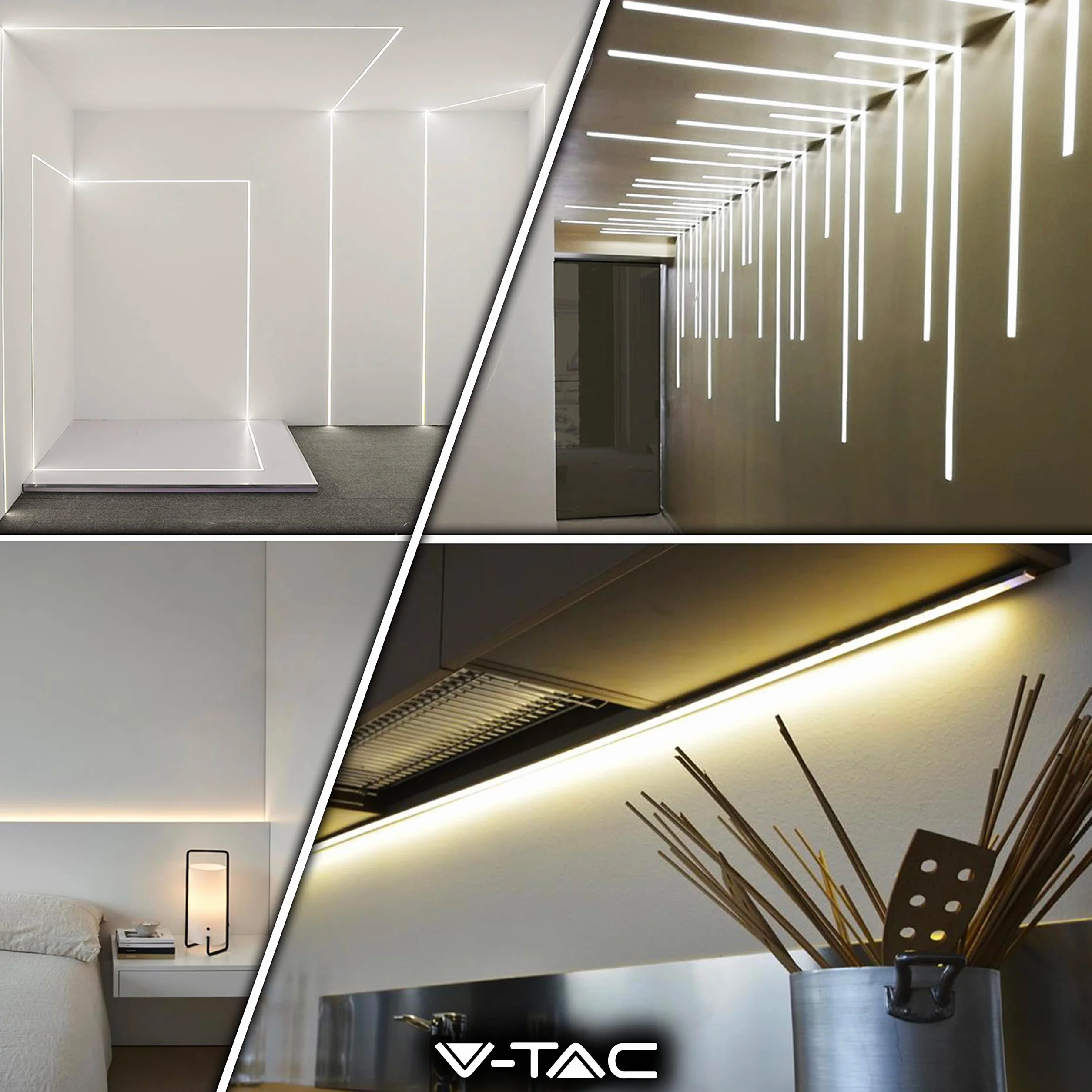 V-TAC Profili Angolari per Strisce LED Alluminio 2 Metri Argento 21,3x15,8mm