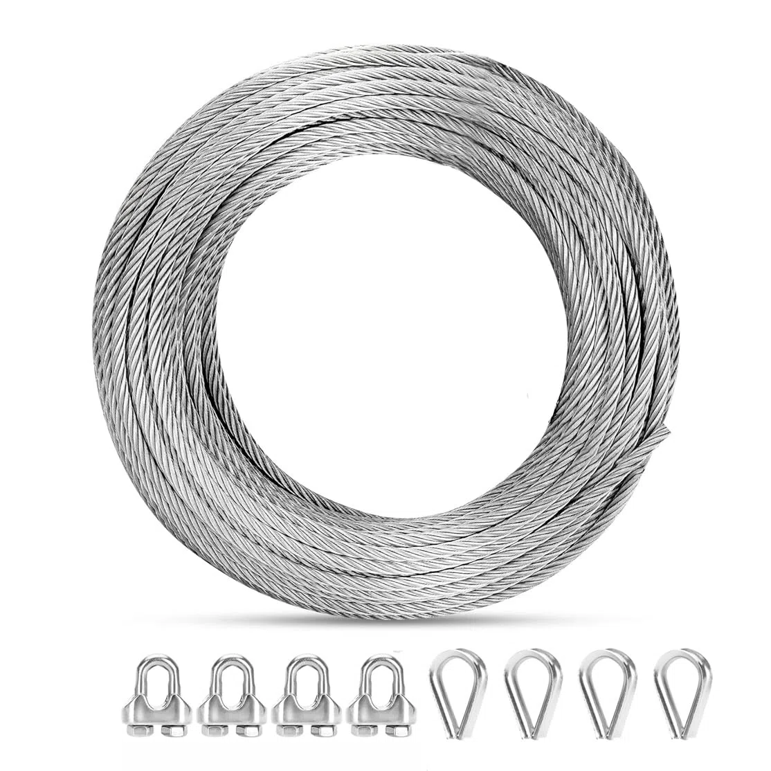 15M Ø6mm Cavo in acciaio inox, 7x19 Fili Carico di Rottura 2900 kg,per zipline da cantiere, parapetti per ponti, ascensori per barche