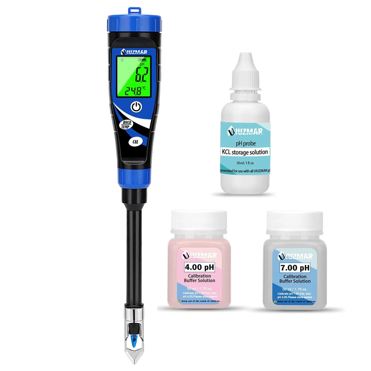 UIUZMAR Misuratore pH del Suolo 2 in 1, pH Terreno Tester per Piante, Kit per Test pH del Suolo e Acqua Strumento Professionale Misurazione pH Terreni per Idroponica