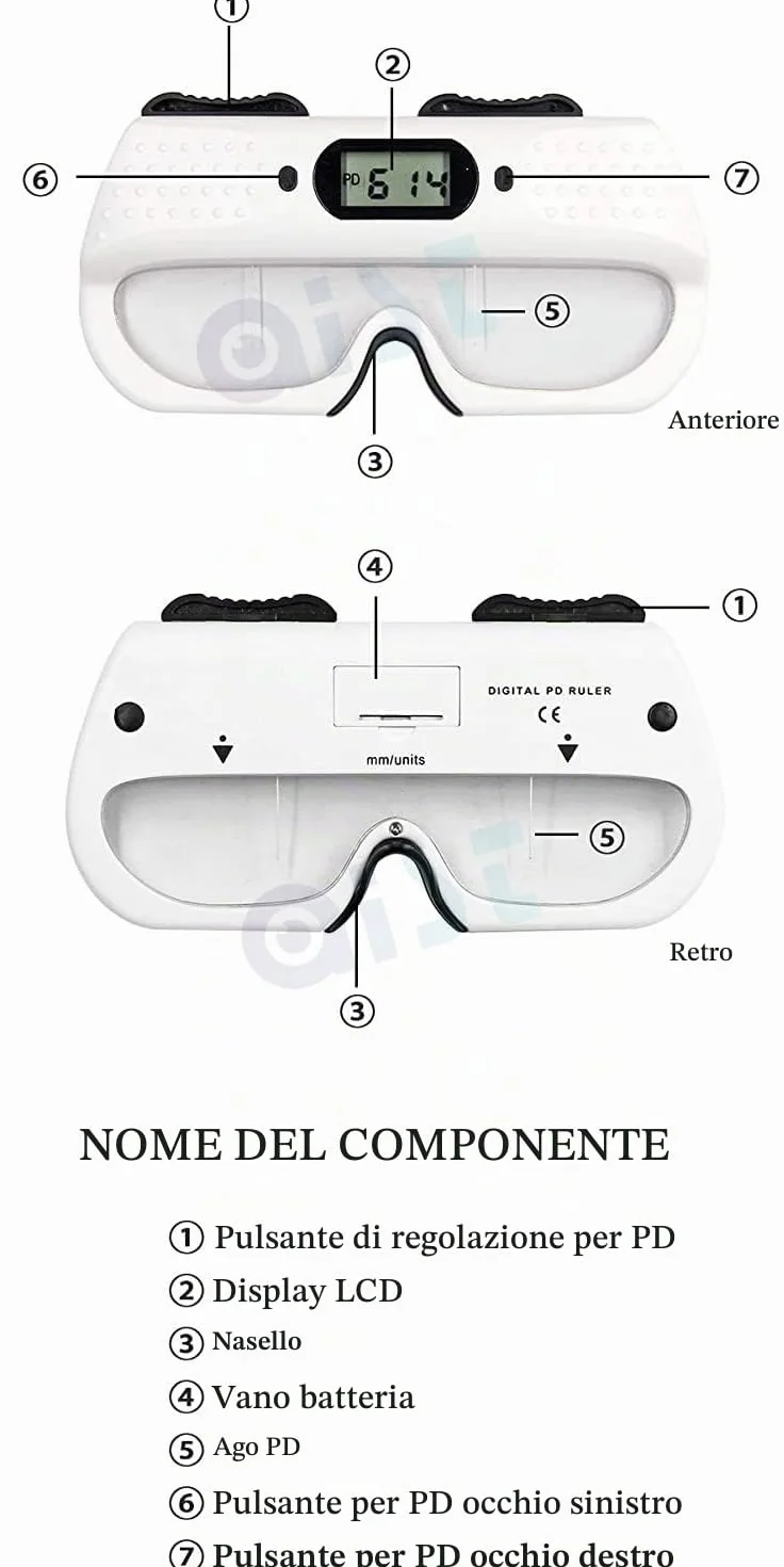 Pupillometro Telemetro Digitale Ottico CE, Multifunzione con Memoria Automatica