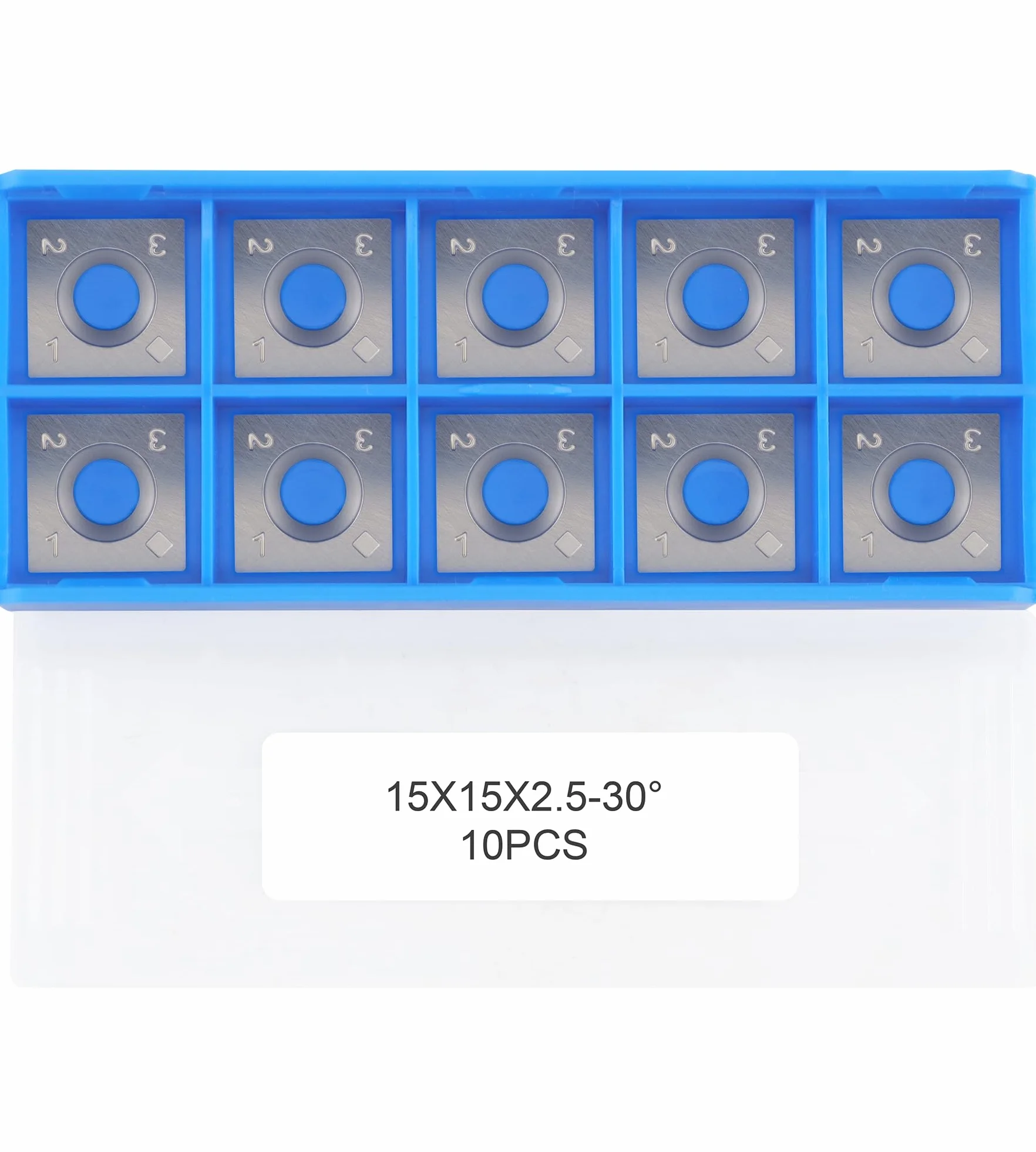 Inserti Quadrati in Carburo 15 mm (15x15x2.5 mm) per Tornio Legno, 10 Pezzi