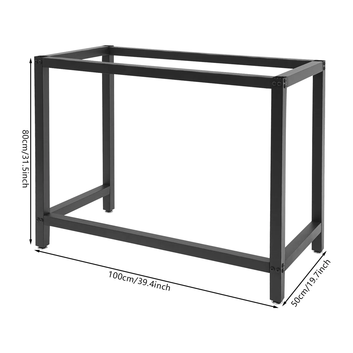 Struttura per banco da lavoro, 100 x 50 x 80 cm, portata fino a 100 kg, in acciaio, per tavoli come marmo e vetro