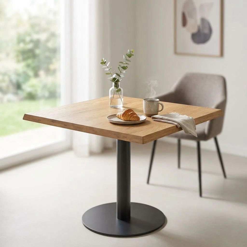 milani home - piano tavolo da pranzo 70 x 70 cm, marrone, MDF e HPL