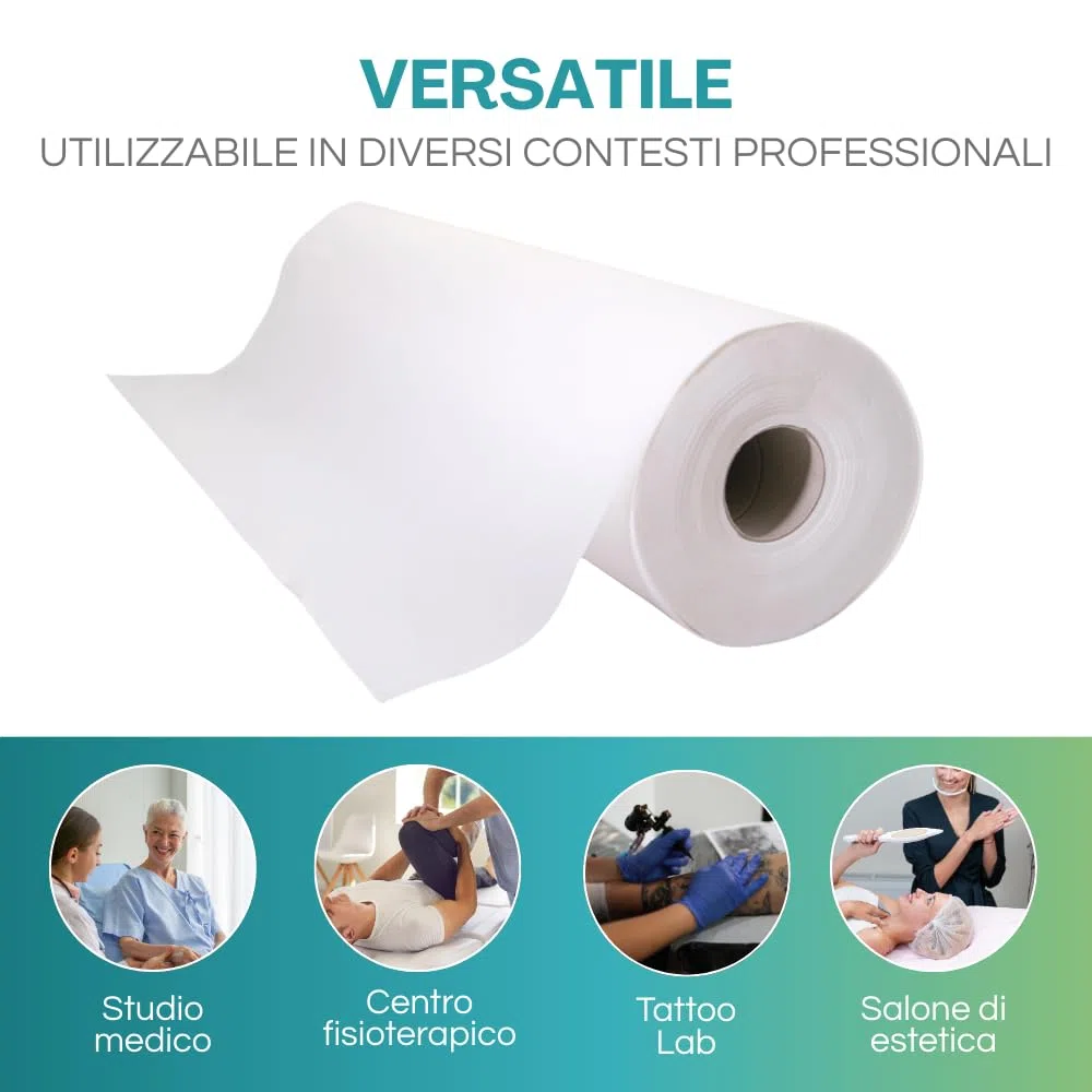 Virsus Rotolo 75 Carta Lettino 12 pz Lenzuolini Lenzuolino Medici per massaggio estetista e terapie altezza 60 cm 2 veli medico