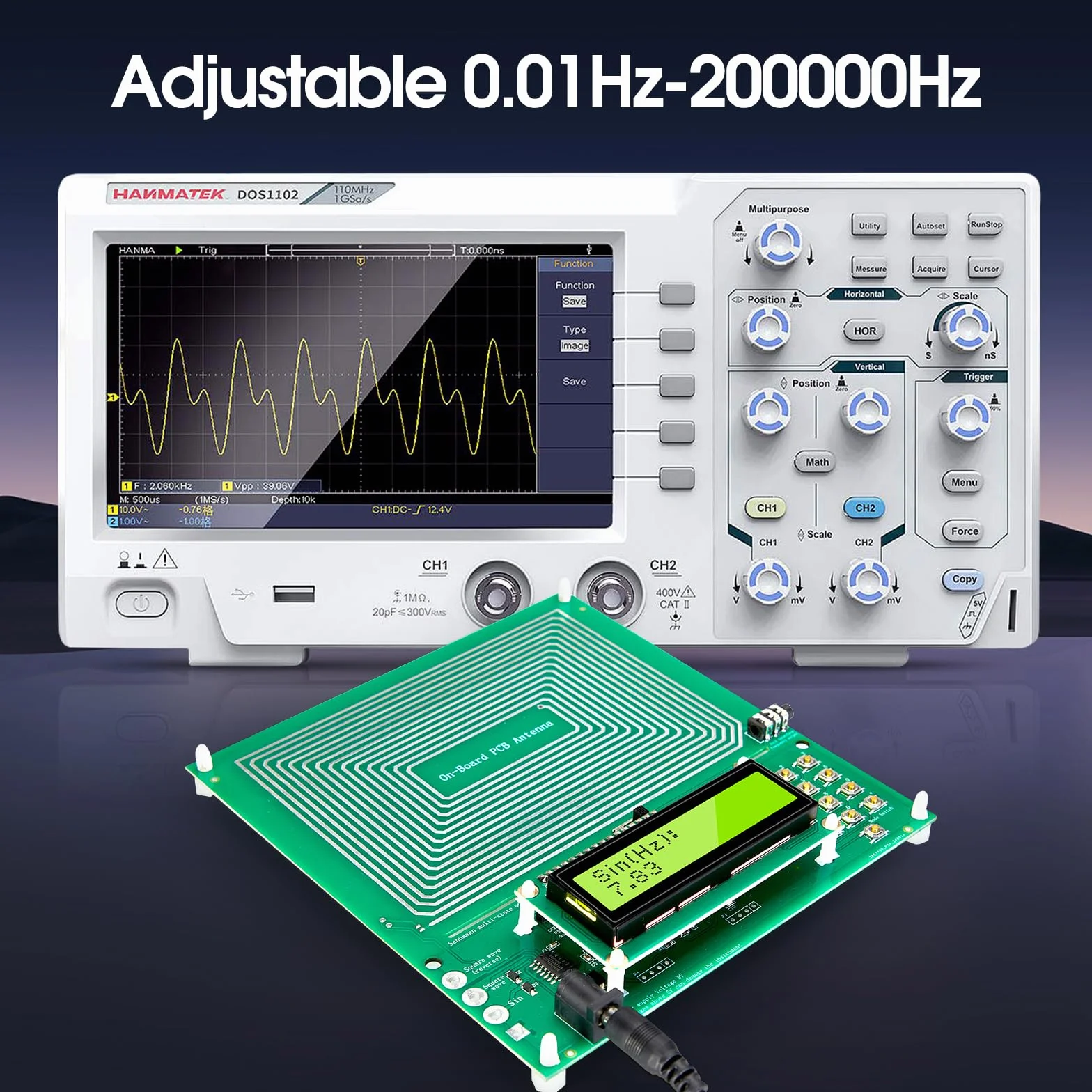 Generatore di Frequenza Terrestre - 7,83 Hz Regolabile (0,1 Hz fino a 200 kHz) con Display e USB - Risonanza Terrestre Portabile, Migliore Sonno, Rilassamento a Casa e in Ufficio