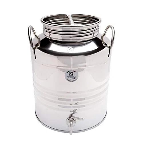 FUSTO IN ACCIAIO INOX 18/10 PER OLIO LT. 20 + RUBINETTO