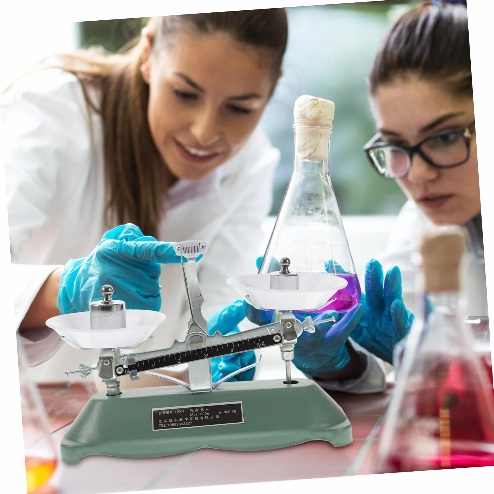 Anneome Bilancia per Esperimenti di Fisica e Chimica con Pesi e Pinzette in Lega di Alluminio 200g Meccanica a Triplo Raggio Alta Precisione da Laboratorio