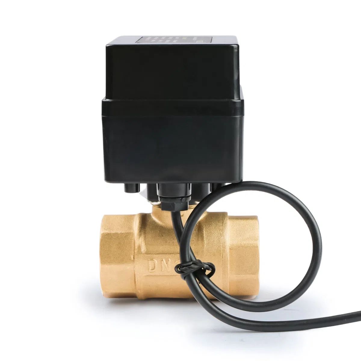 U.S. Solid Valvola a sfera motorizzata - Valvola a sfera in ottone da 3/4" con porta standard, 9-36V AC/DC, configurazione a 2 fili di ritorno automatico, normalmente aperta, filettatura G