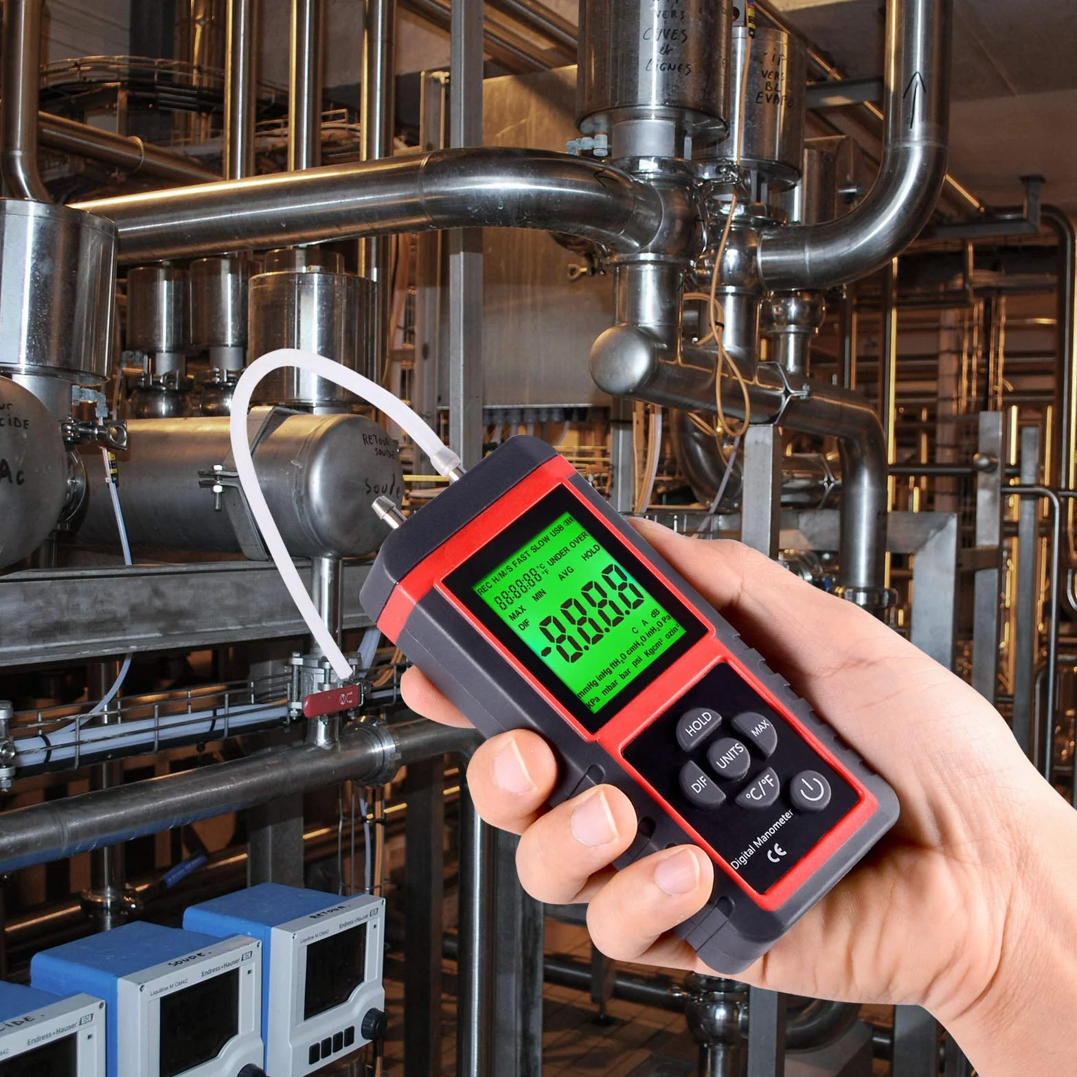 Ehdis Manometro digitale pressione aria gas 32 bit MCU 24 bit ADC alta precisione 12 unità misura salvataggio dati