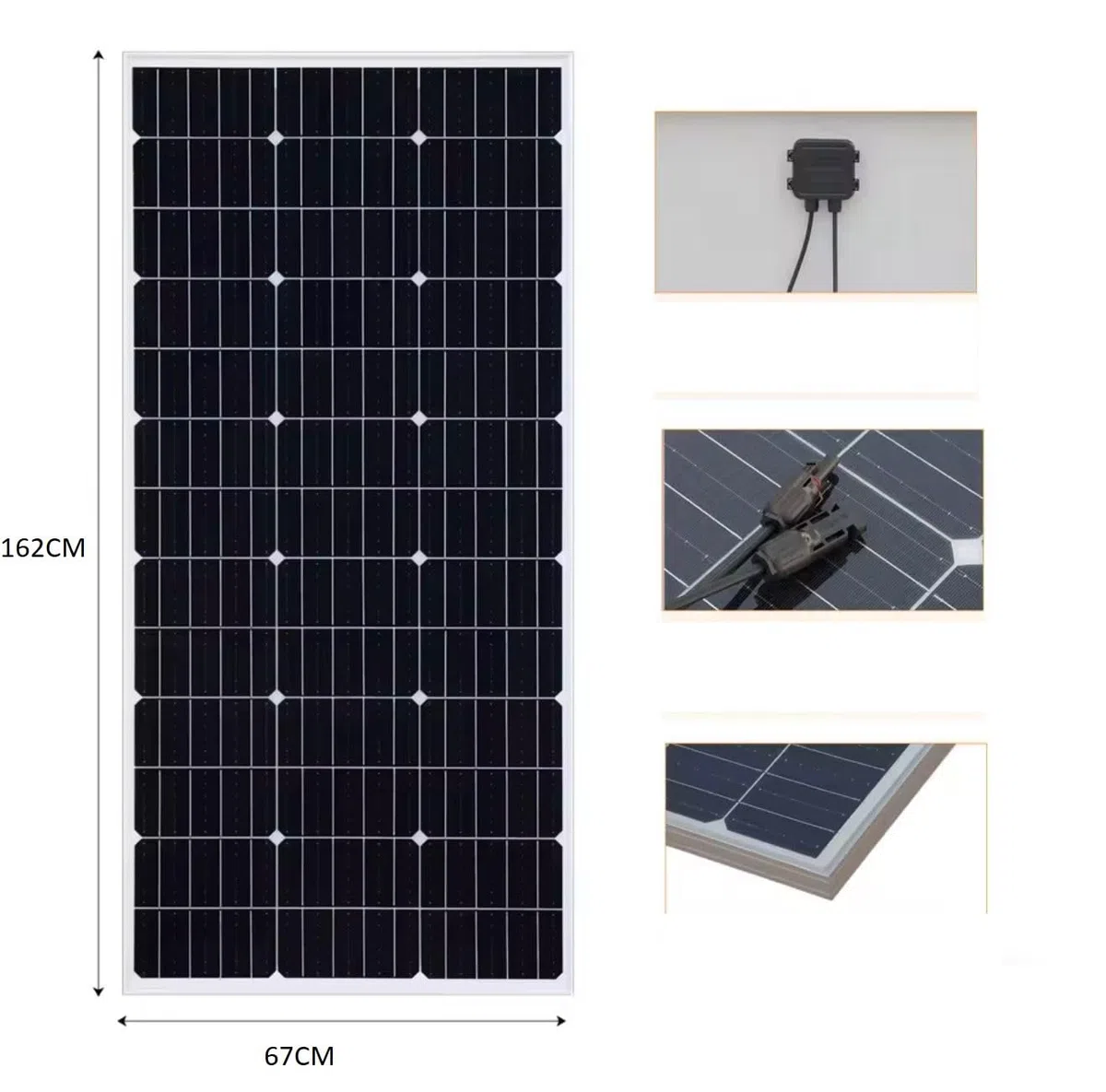 Pannello Solare Fotovoltaico Monocristallino 320W, 18V, Alta Efficienza per Camper, Casa, Baita e Barche, Modulo Solare con Cavo di Connessione