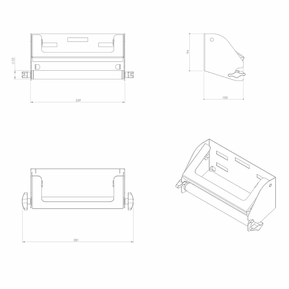 Syncro System Portarotolo carta in acciaio per furgone officina 23cm sistema antisrotolamento