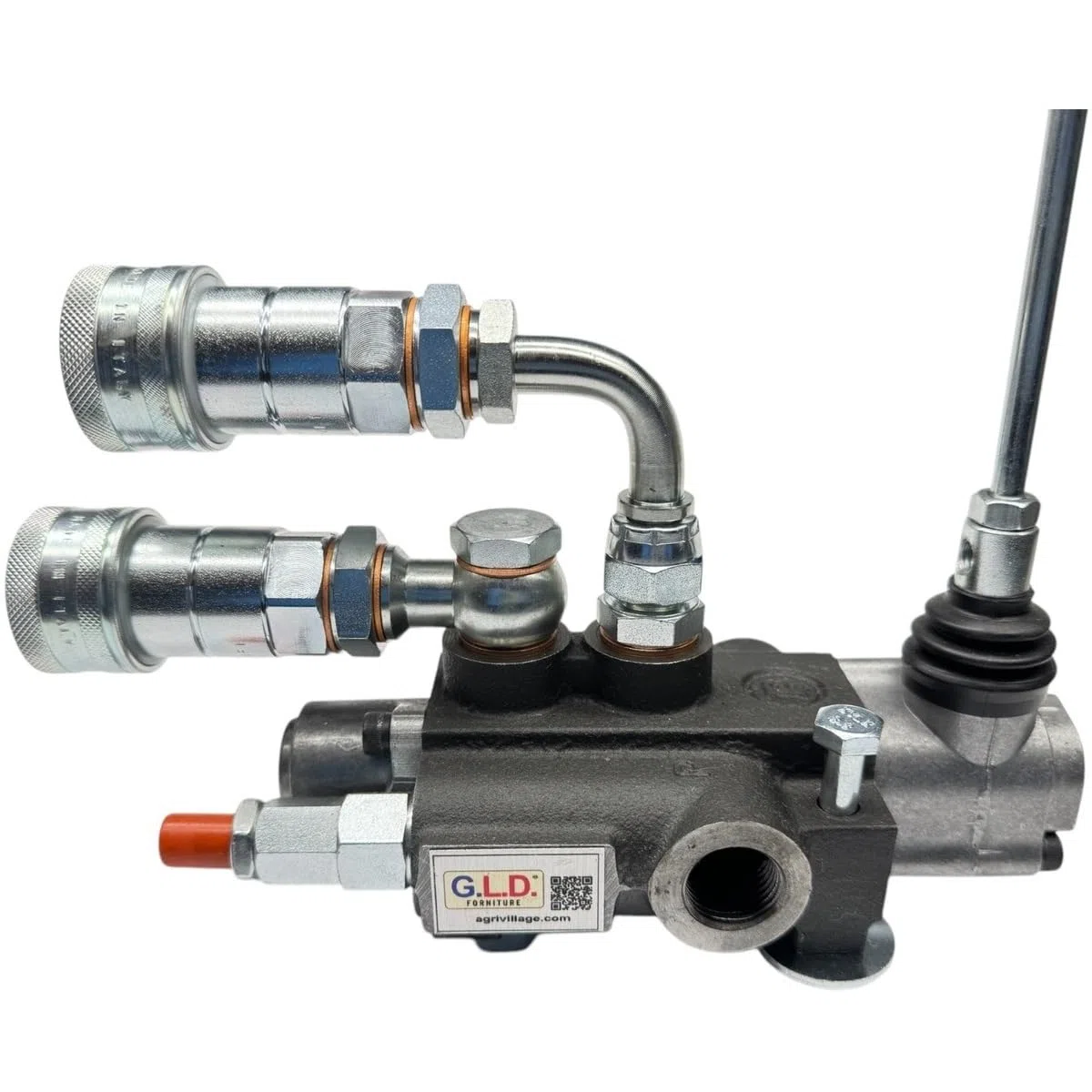 Distributore oleodinamico per trattore 1 leva doppio effetto 3/8" 45 Litri 300 bar completo di innesti rapidi, adattatore a 90 gradi e viti di fissaggio