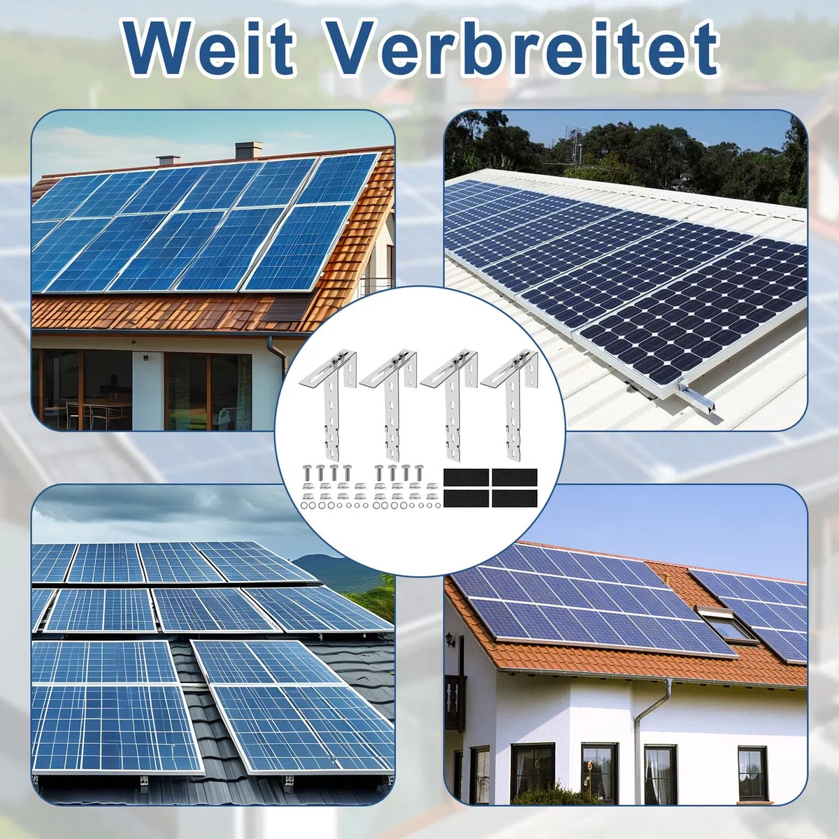 4 Pezzi Staffe per Pannelli Fotovoltaici - Supporto Pannello Solare, kit di Montaggio per Pannelli Solari Senza Fori, Per Balcone, Tetto