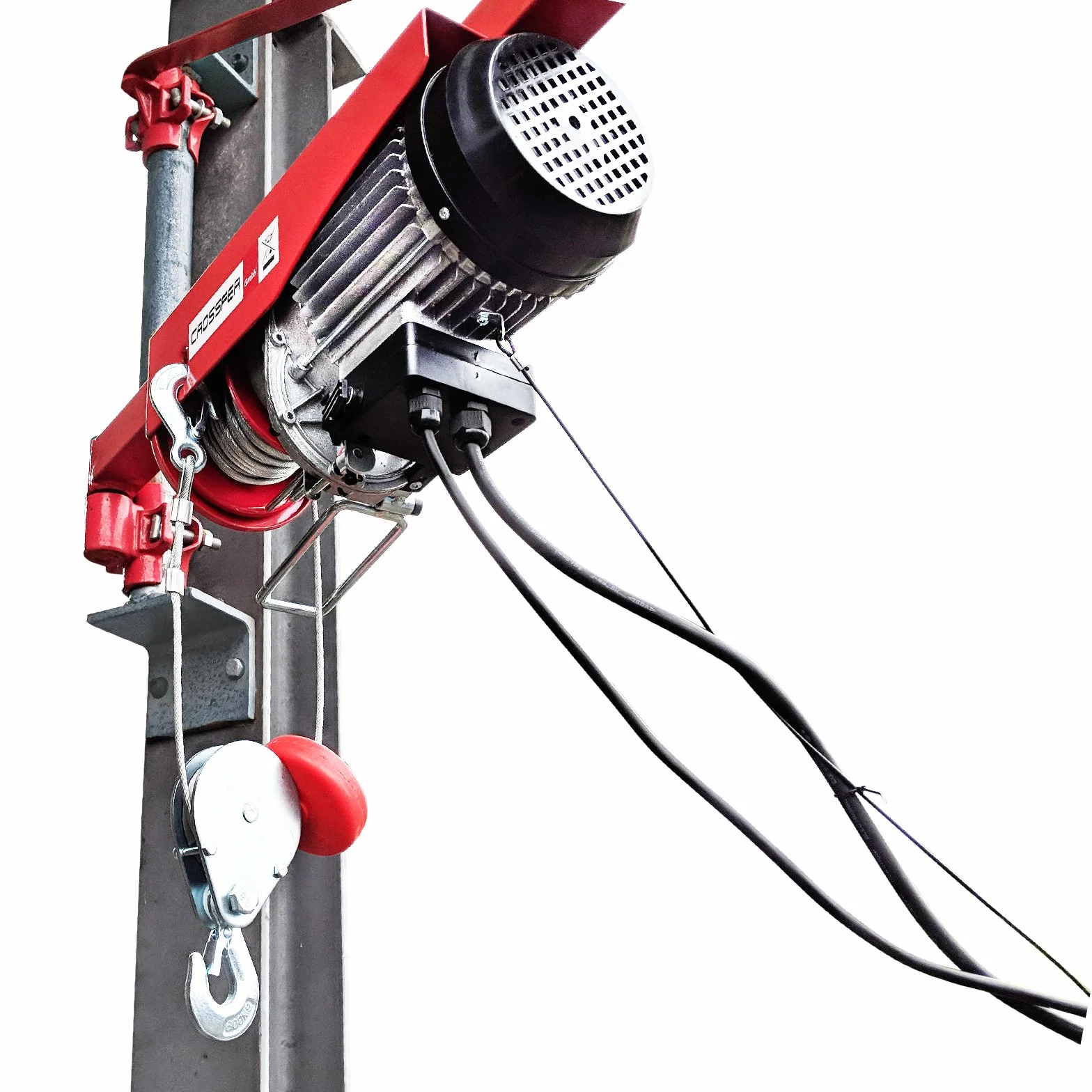 CROSSFER PA800YT - Carrucola elettrica 230 Volt per 400 kg/800 kg di carico con puleggia come paranco a carico, 18 metri di altezza di sollevamento