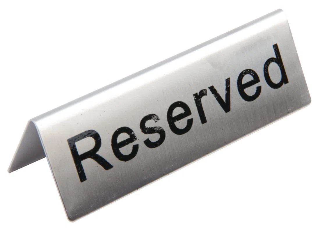 Ristorazione Apparecchio u051 da tavola in acciaio inox sign-reserved (Confezione da 10)