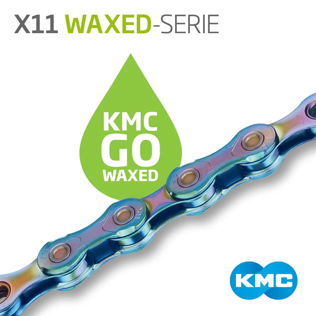 KMC X11 - Catena cerata a 11 velocità, blu aurora, 118 maglie