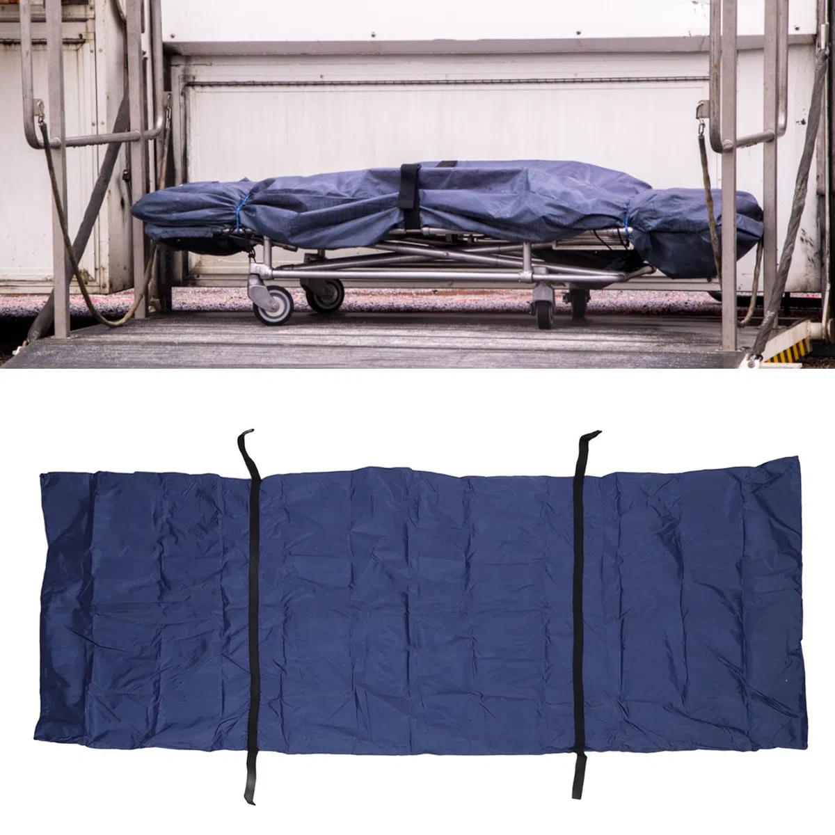 Barella per Sacca per Cadaveri, Sacca per Cadaveri di Emergenza con 4 Manici Laterali e Cerniera Centrale, Sacca Porta Cadaveri Impermeabile, Forniture Funebri, Sacca per Cadaveri (200 * 90 cm)