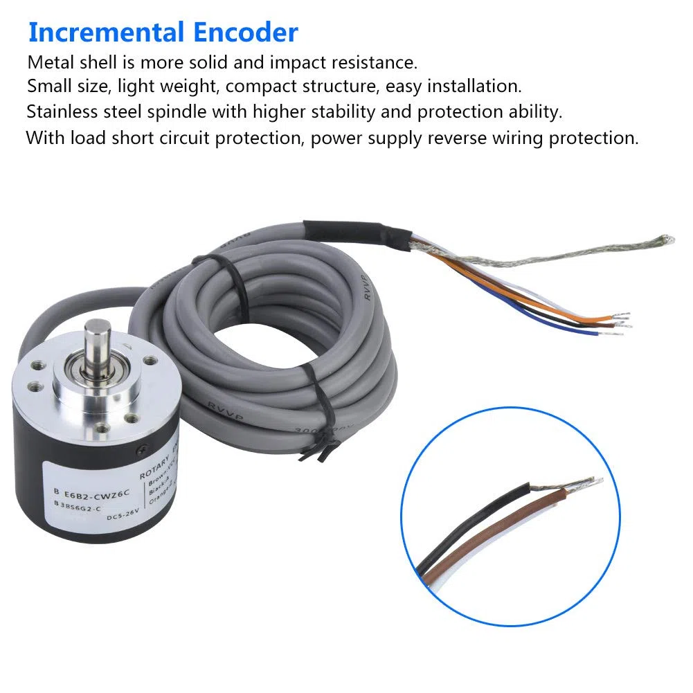 Encoder Rotativo Incrementale E6B2-CWZ6C 600P/R DC 5-26V Uscita NPN 38mm per Automazione Industriale con Cavo 2m per Controllo Motore e Posizionamento Preciso