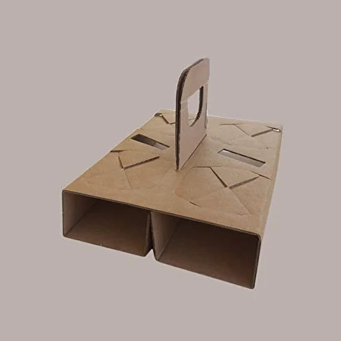 Lucgel Cestino Porta Bicchieri Cappuccino Caffè Asporto 4 FORI Carta Avana 16x20H5cm 100 pezzi