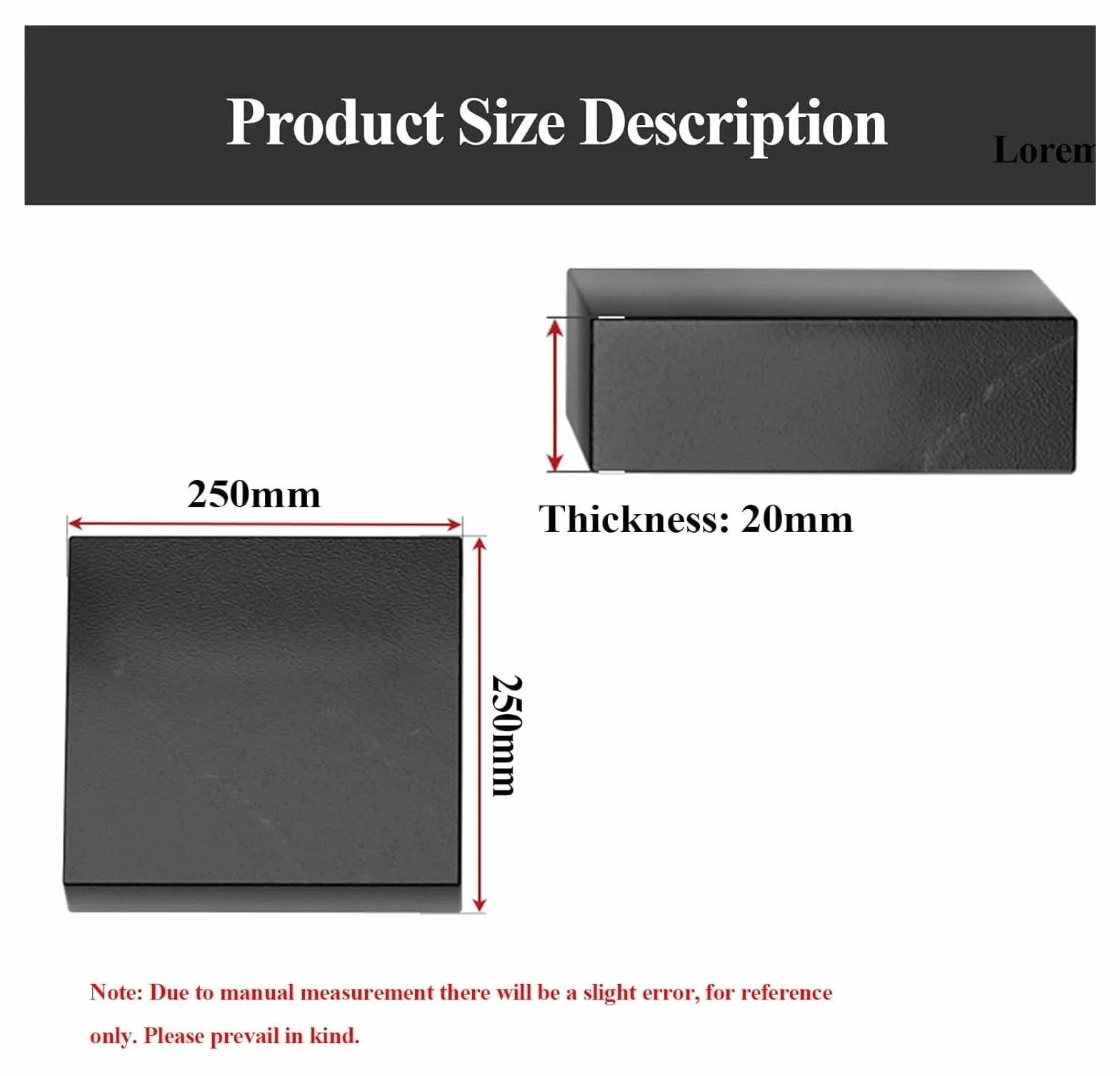 Blocco di gomma industriale quadrato 250x250 mm, cuscinetto ammortizzante, spessore 20-50 mm, adatto for macchinari pesanti e progetti fai da te.(250x250x20mm)