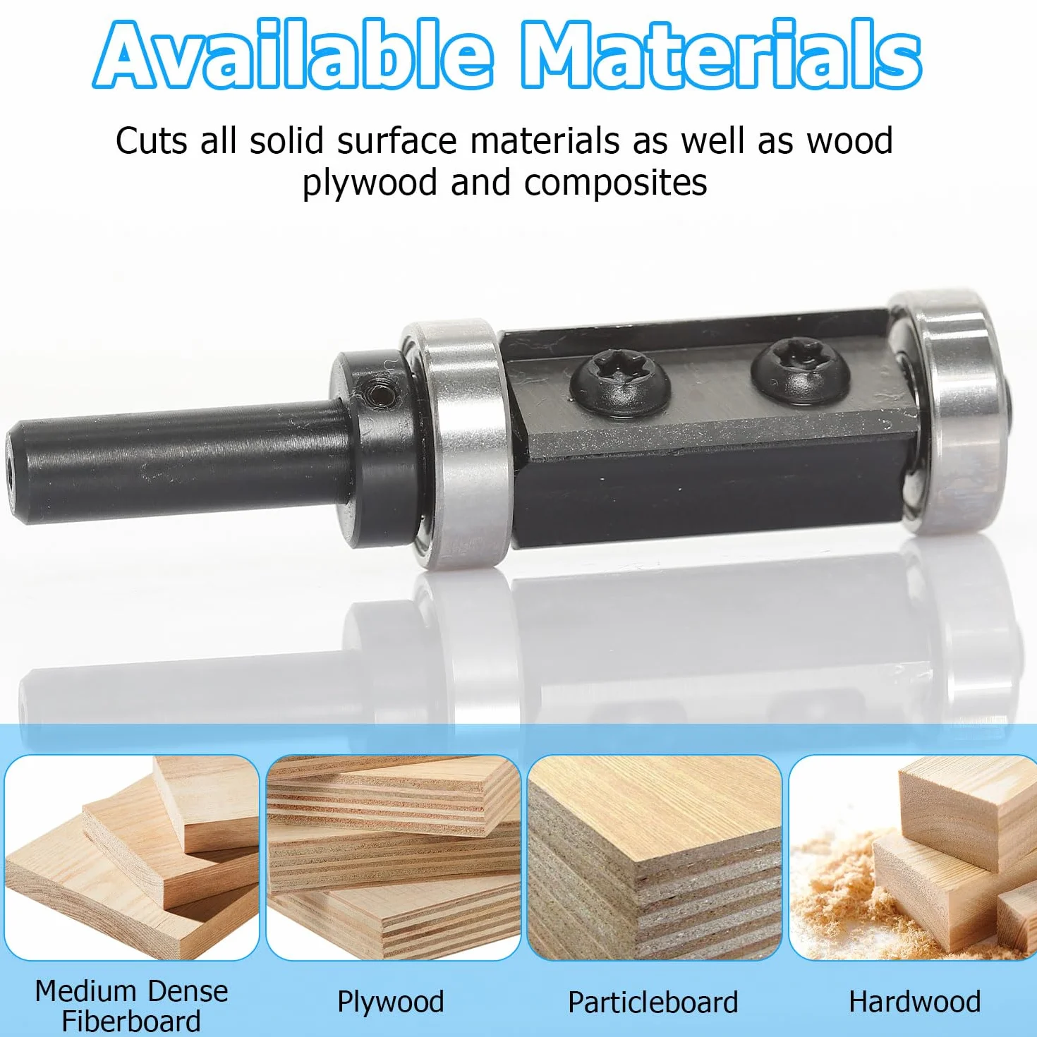 Frese per Legno 8 mm con Inserto Reversibile e 2 Inserti Sostituibili, Fresa a Filo con Cuscinetto, Strumento per Rifilare il Legno – Alta Precisione per la Lavorazione del Legno