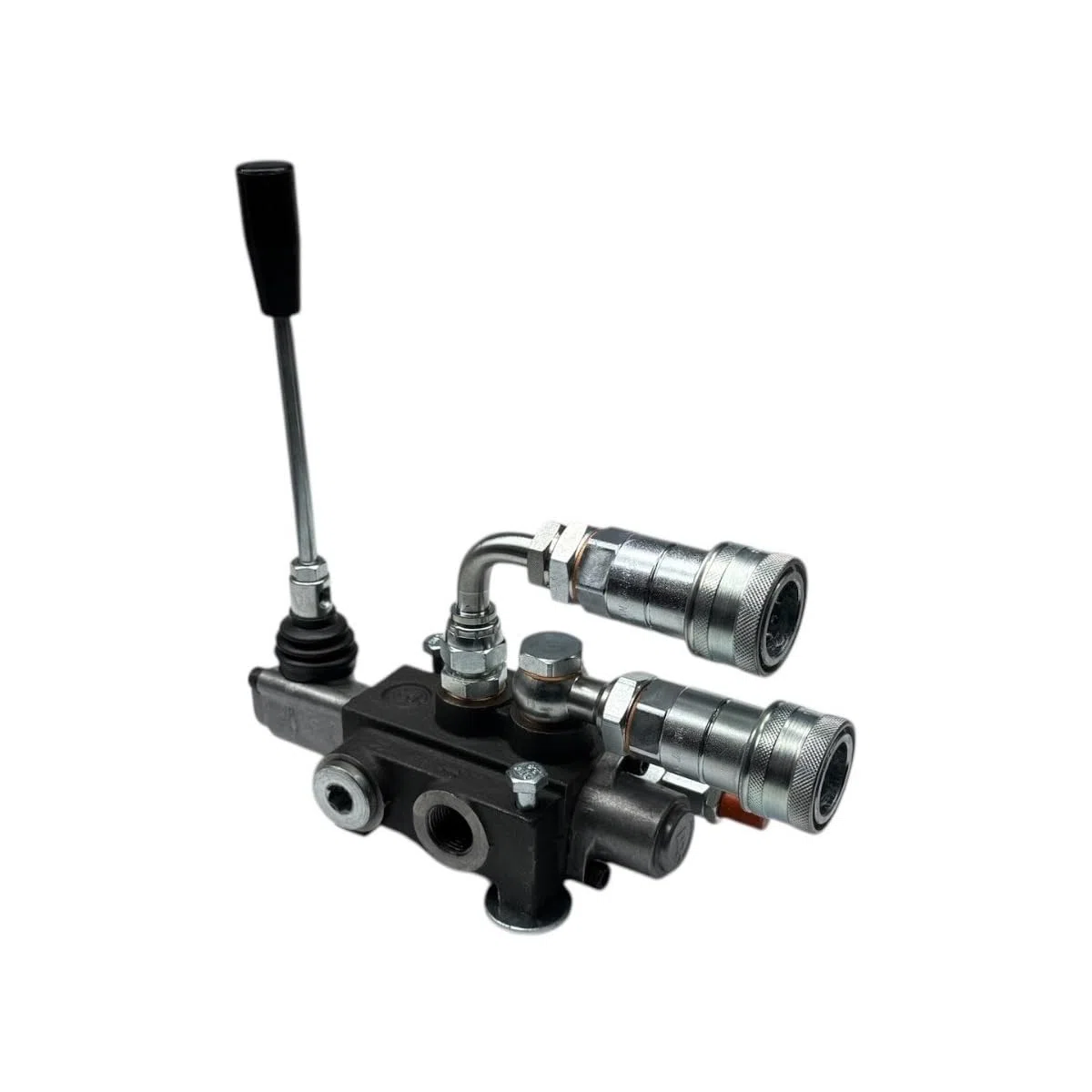 Distributore oleodinamico per trattore 1 leva doppio effetto 3/8" 45 Litri 300 bar completo di innesti rapidi, adattatore a 90 gradi e viti di fissaggio
