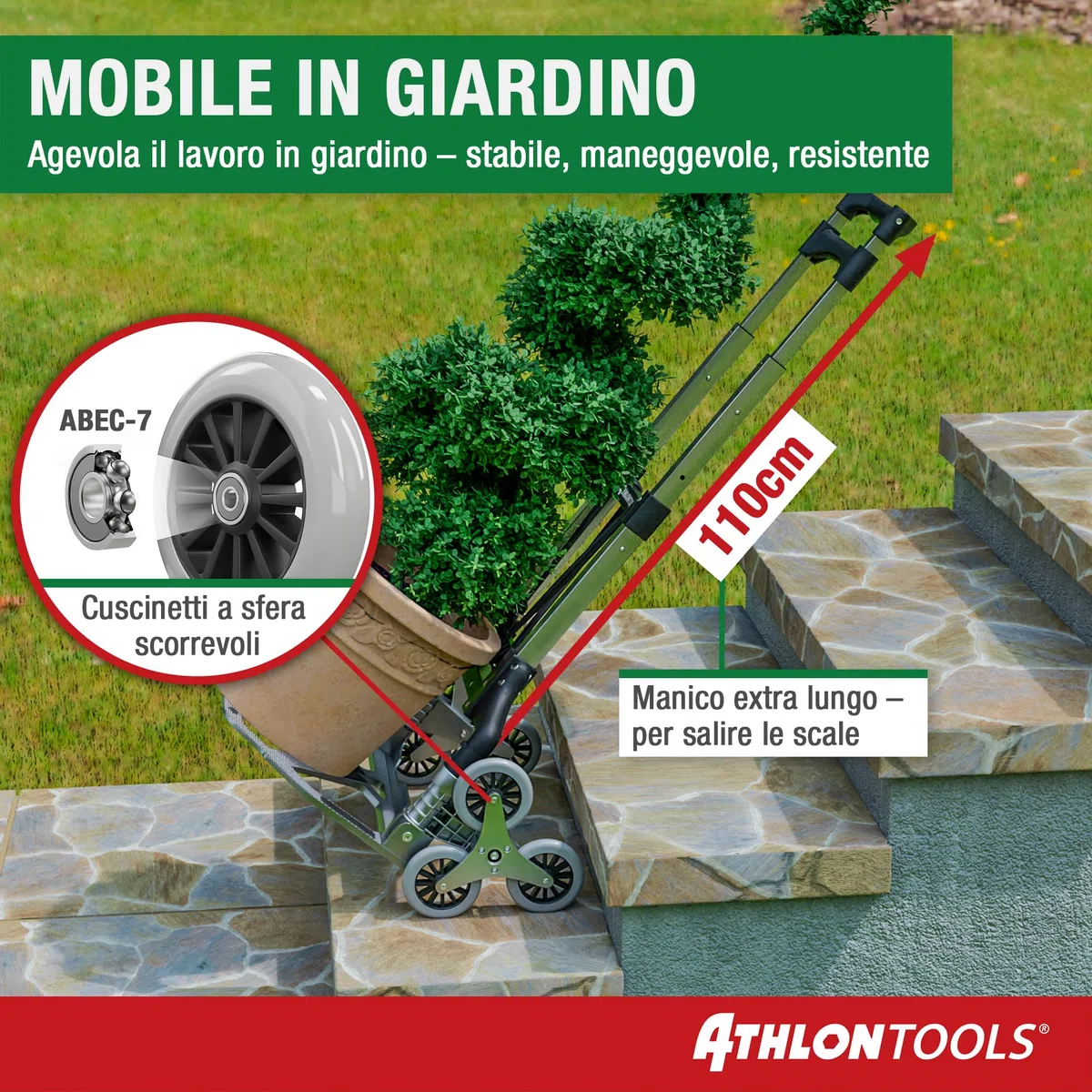 ATHLON TOOLS Carrello pieghevole in alluminio CLASSIC TÜV GS-certificato - superficie di carico con cuscinetti antiscivolo - Ruote con battistrada soft - incl. 2 corde elastiche - modello 2024