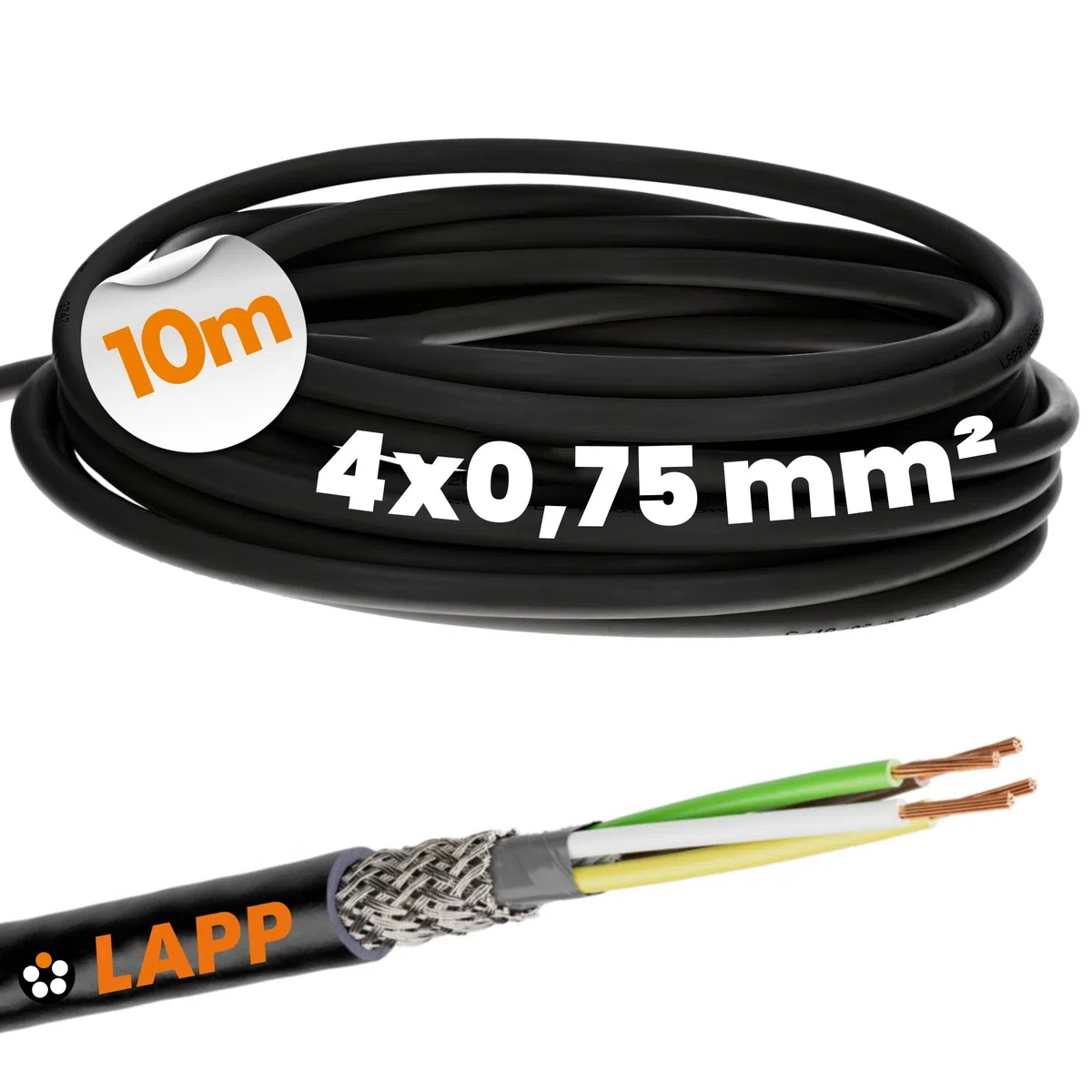 10 metri Lapp 1030532 Cavo di comando schermato LiYCY 4x0,75 mm² I resistente ai raggi UV I cavo di segnale a 4 fili I di collegamento LED