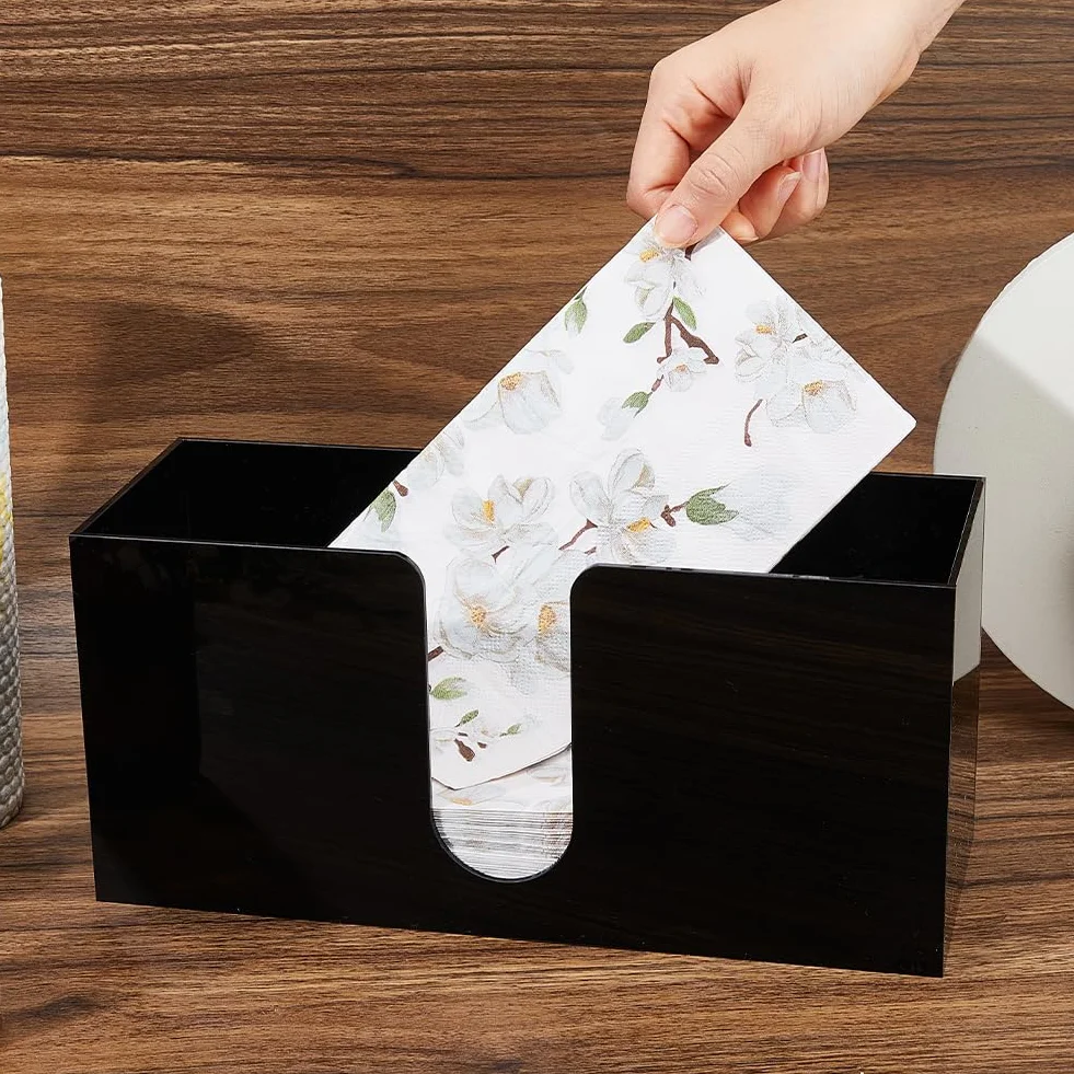 DICOSMETIC 2 dispenser asciugamani carta acrilico nero 27x10,4x12,7 cm multi porta tovaglioli tre ante piegatura a Z bagno WC cucina