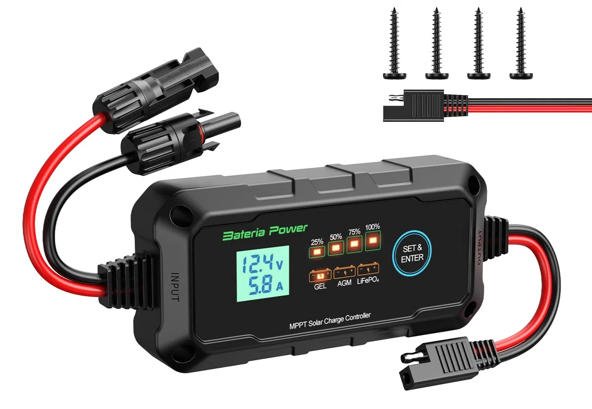 Bateria Power Regolatore di carica solare MPPT 10 A, 12 V, intelligente con display LED e LCD, compatibile Li-ion, AGM, LiFePO4