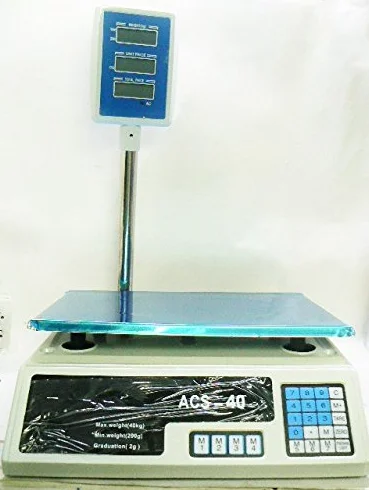 BILANCIA ELETTRONICA DIGITALE PROFESSIONALE 40KG FRUTTIVENDOLI, MARKET, AMBULANTI CON DISPLAY NUOVO A COLONNA. e con la possibilità di uso senza corrente elettrica !!!