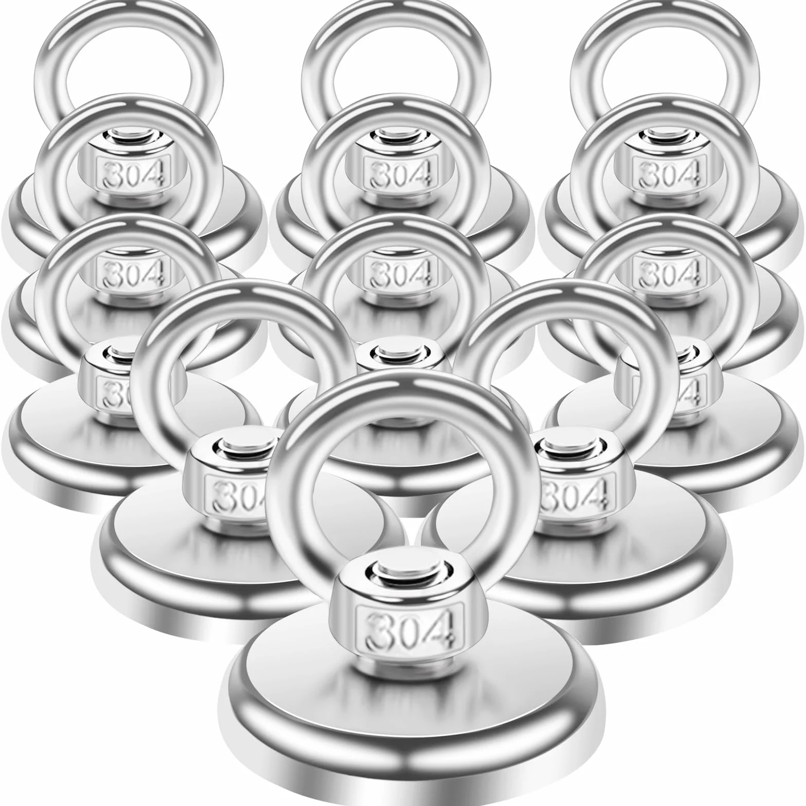 MIN CI Magneti forti da 36 mm, 12 ganci magnetici extra forti 55 kg (121 lb), forza adesiva al neodimio, magnete per pesca magnetica con occhiello, gancio magnetico, forte magnete per campeggio