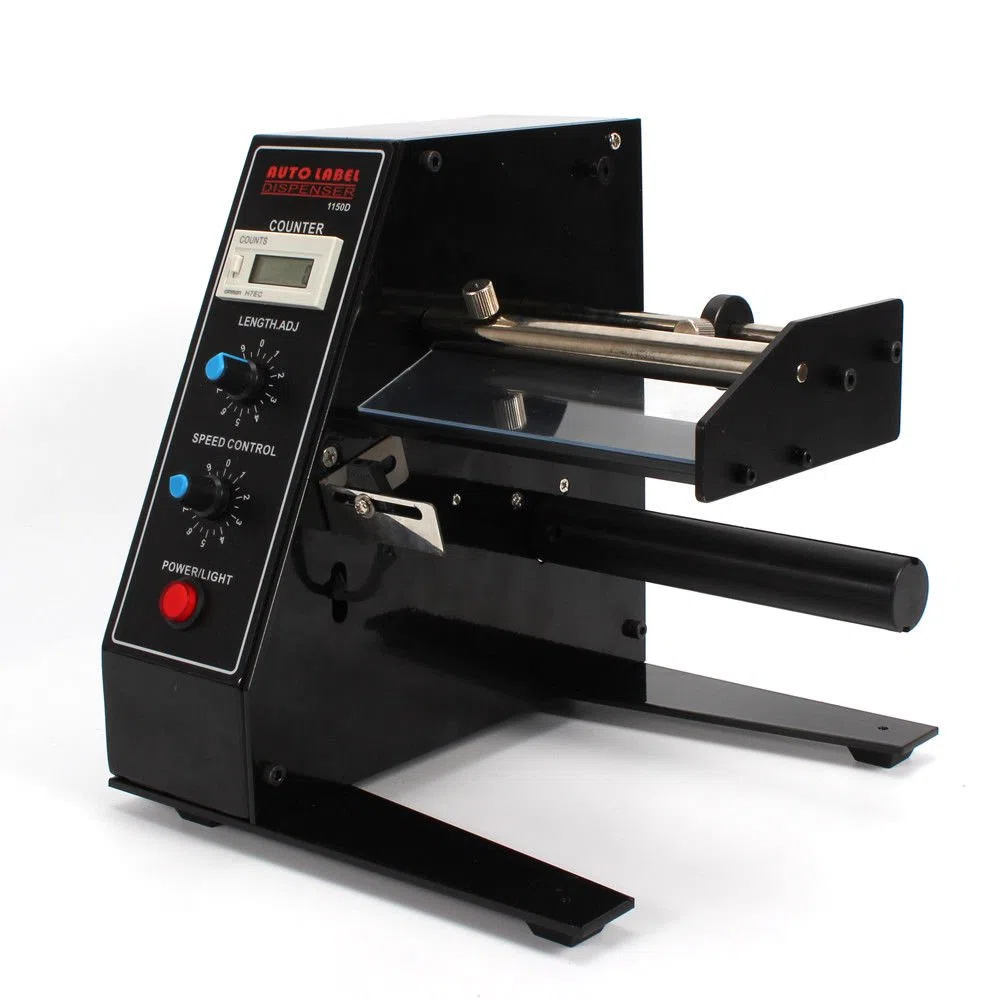 Distributore automatico di etichette con display LED, larghezza massima 140 mm, lunghezza 150 mm