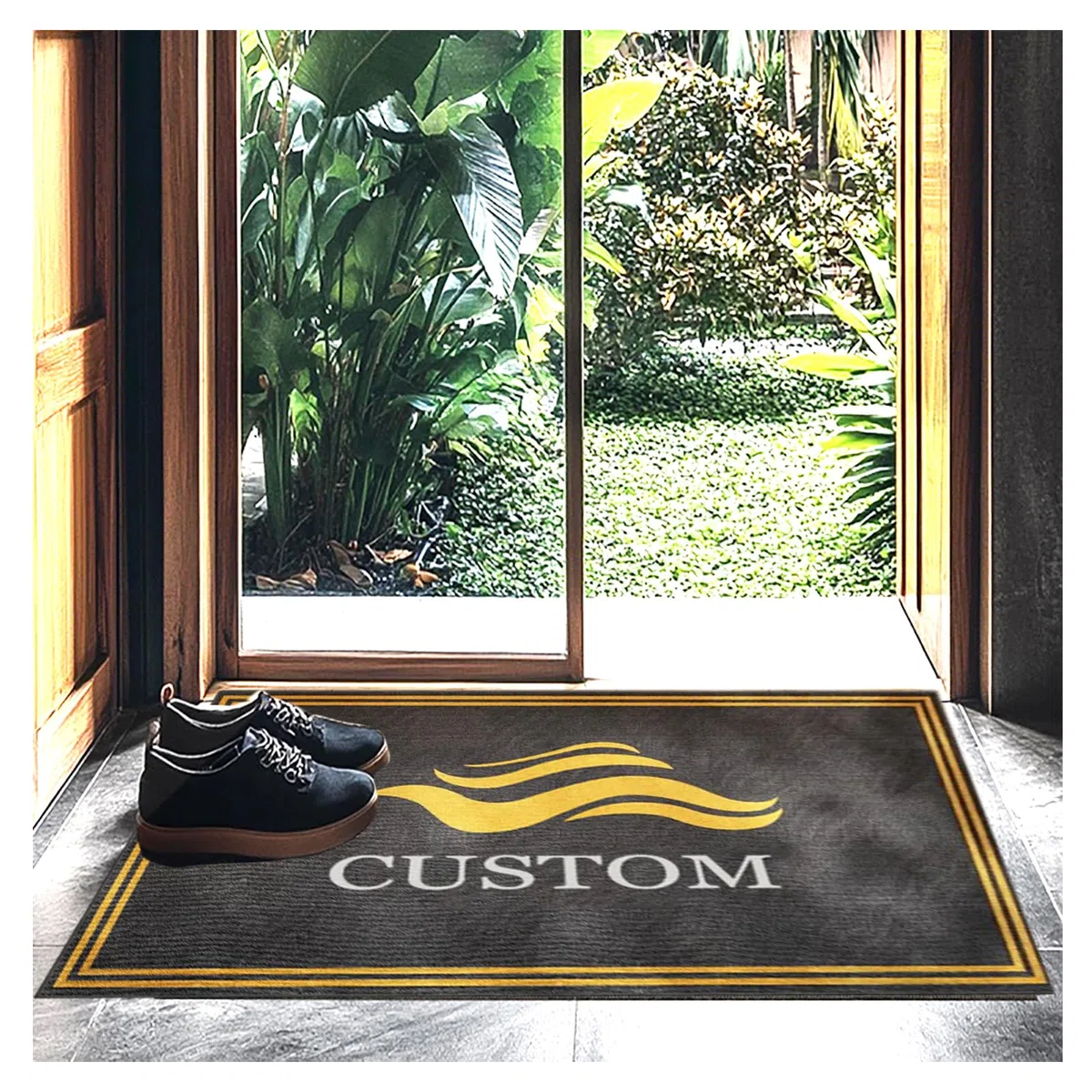Zerbino Personalizzato con Logo Nome Ingresso Esterno Interno Zerbini Personalizzati Tappeto Antiscivolo Tappetino Commerciali per Azienda Famiglia,60x90cm