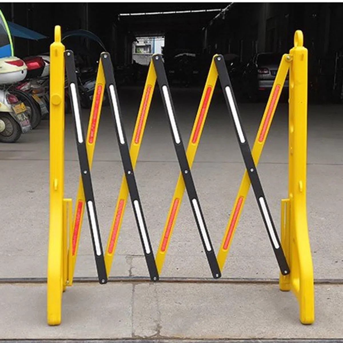 Barricata Mobile Espandibile, Recinto Stradale Pieghevole, Portone della Barriera di Sicurezza, Catena Barriera in Plastica Gialla, Recinto Stradale di Plastica